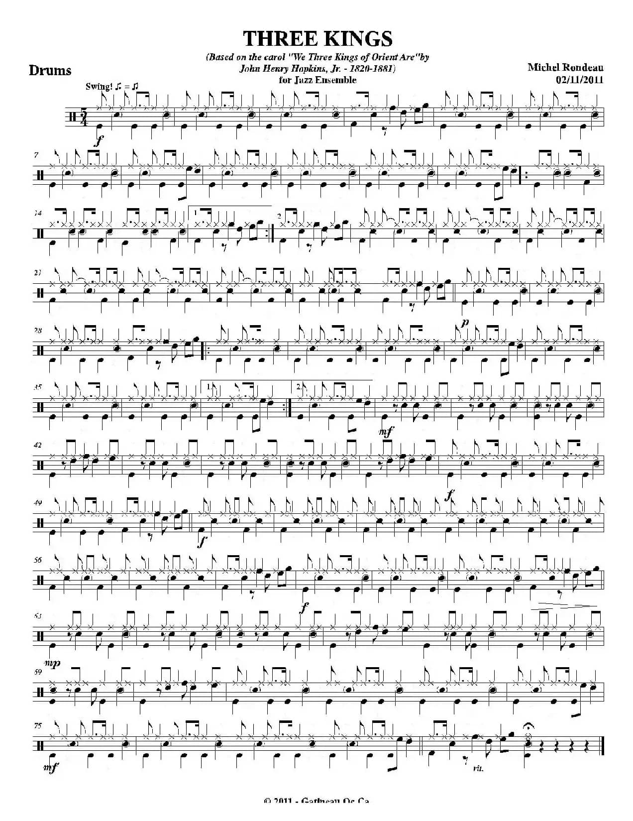 THREE KINGS（爵士鼓分谱）