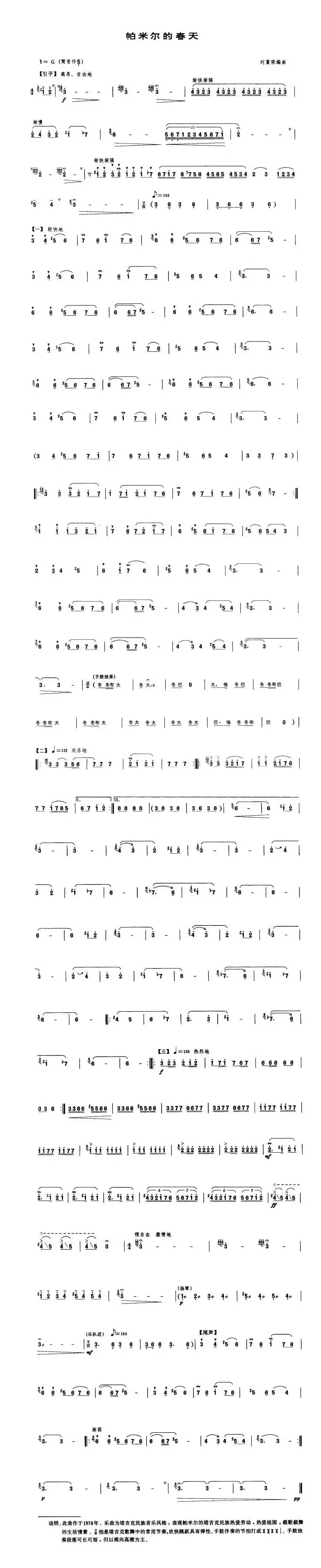 帕米尔的春天（刘富荣编曲版）