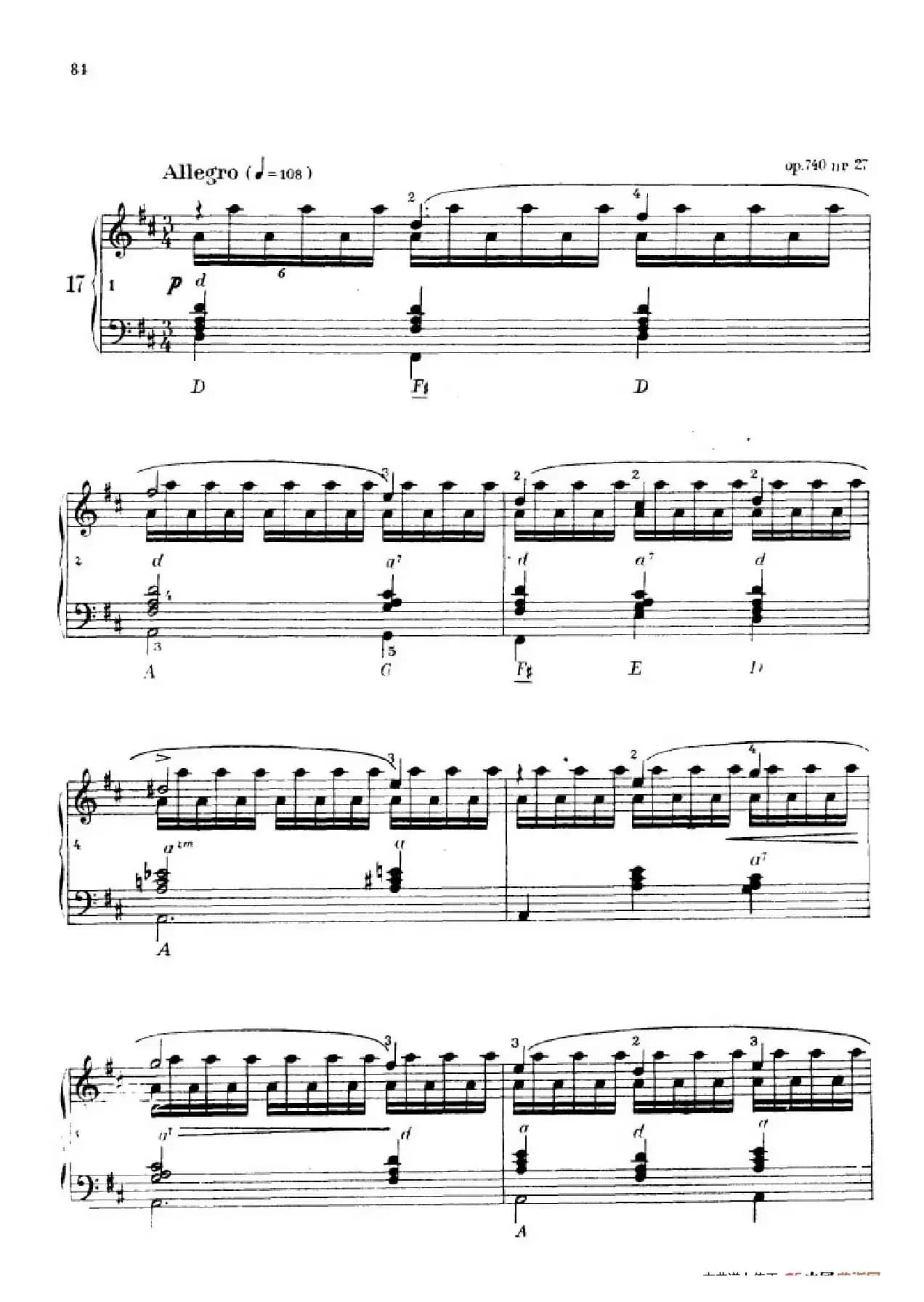 《车尔尼手风琴练习曲集》第Ⅳ册（第16——17首）