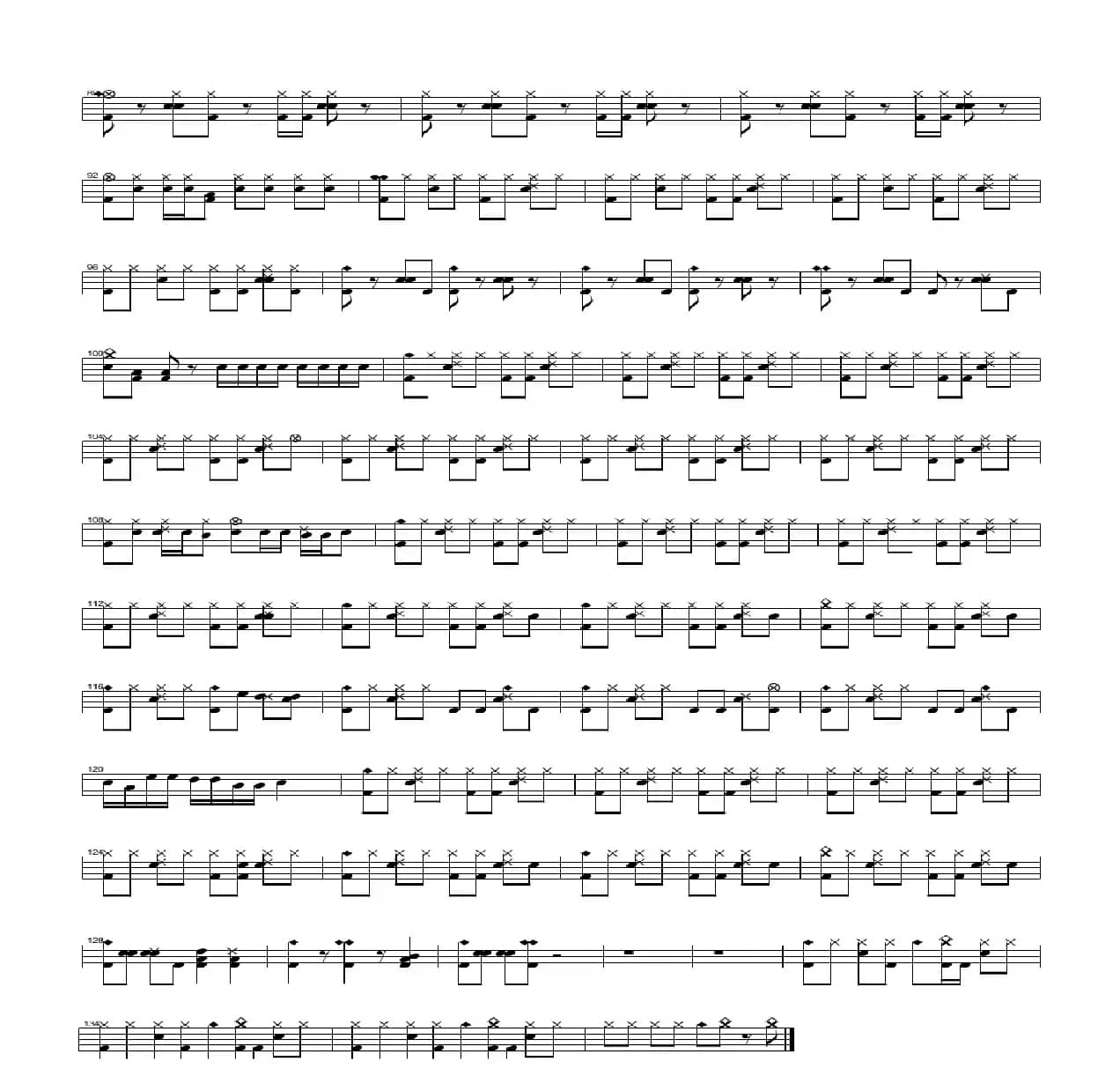 直到世界尽头（架子鼓谱）