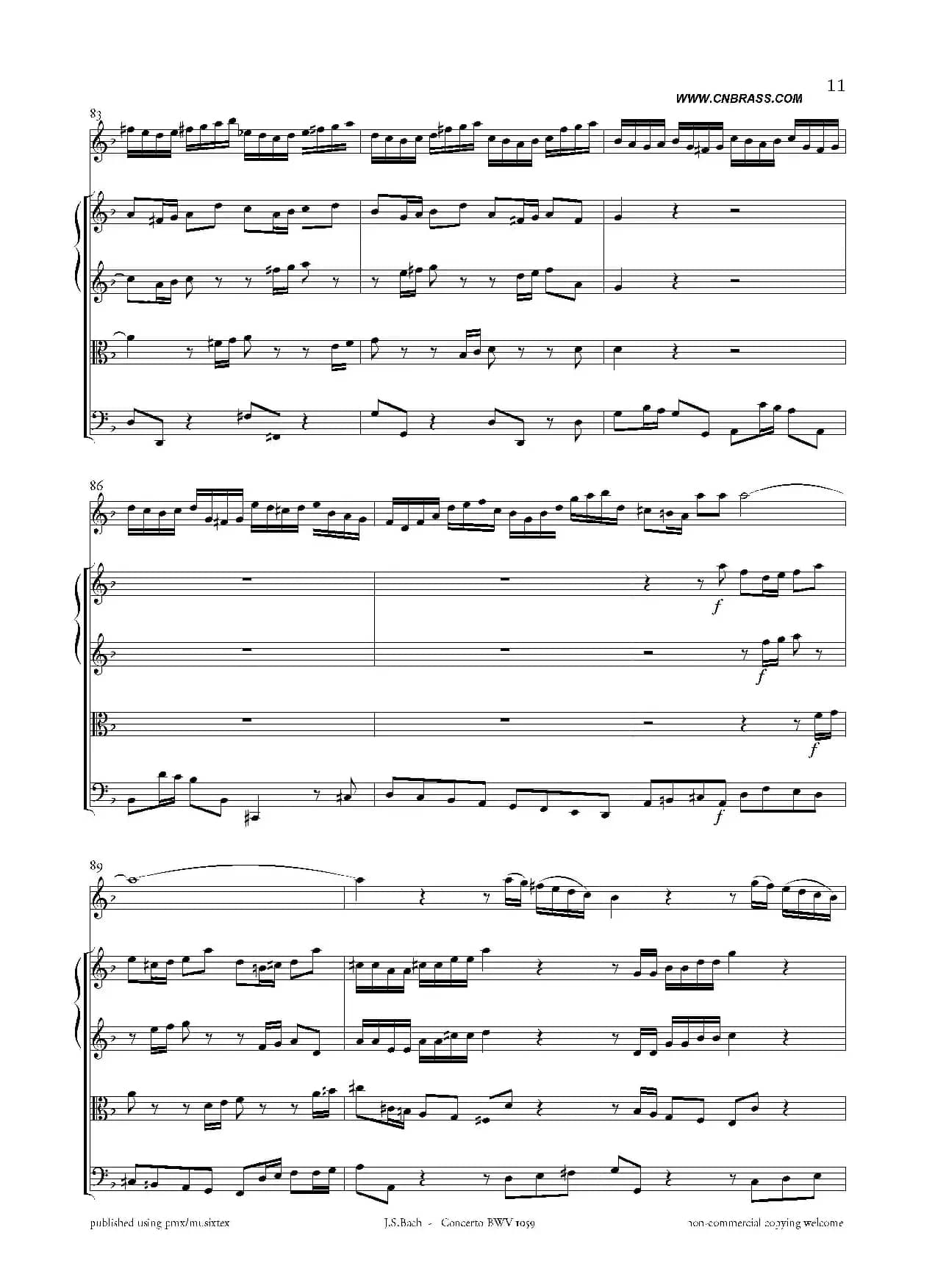 Concerto BWV 1059（双簧管与弦乐D小调协奏曲）