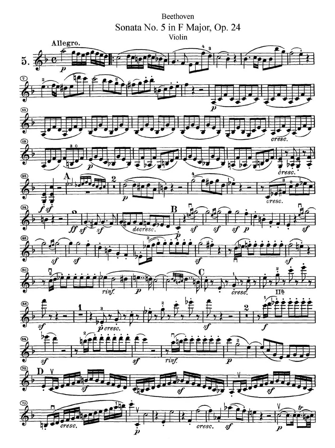 Sonata No.5 in F Major Op.24（F大调第五小提琴奏鸣曲）