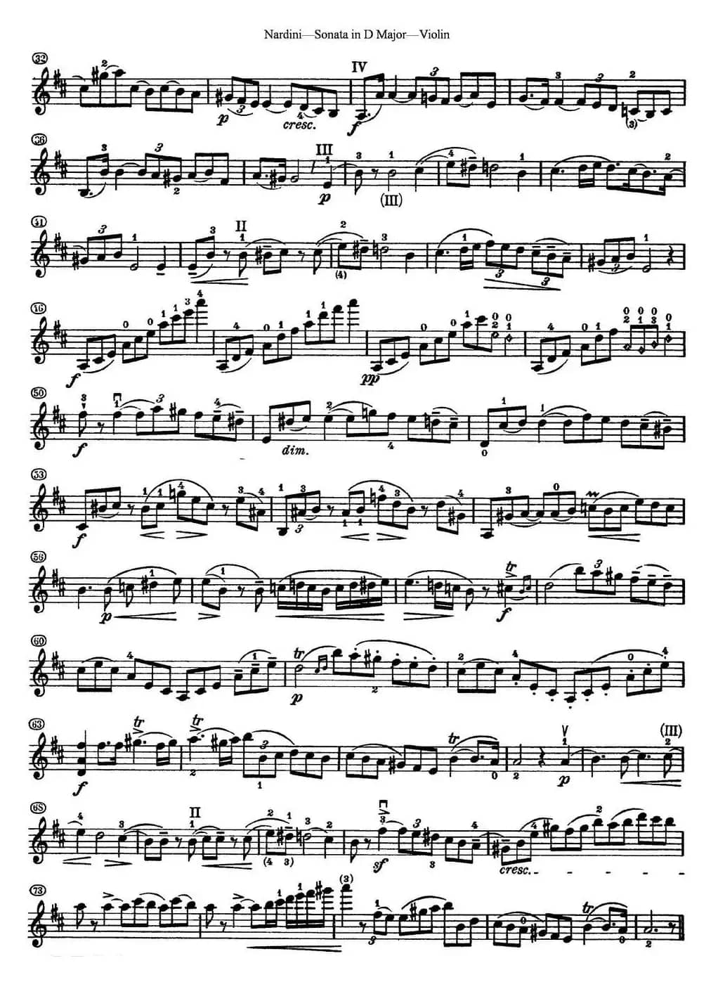 Nardini Violin Sonata in D Major