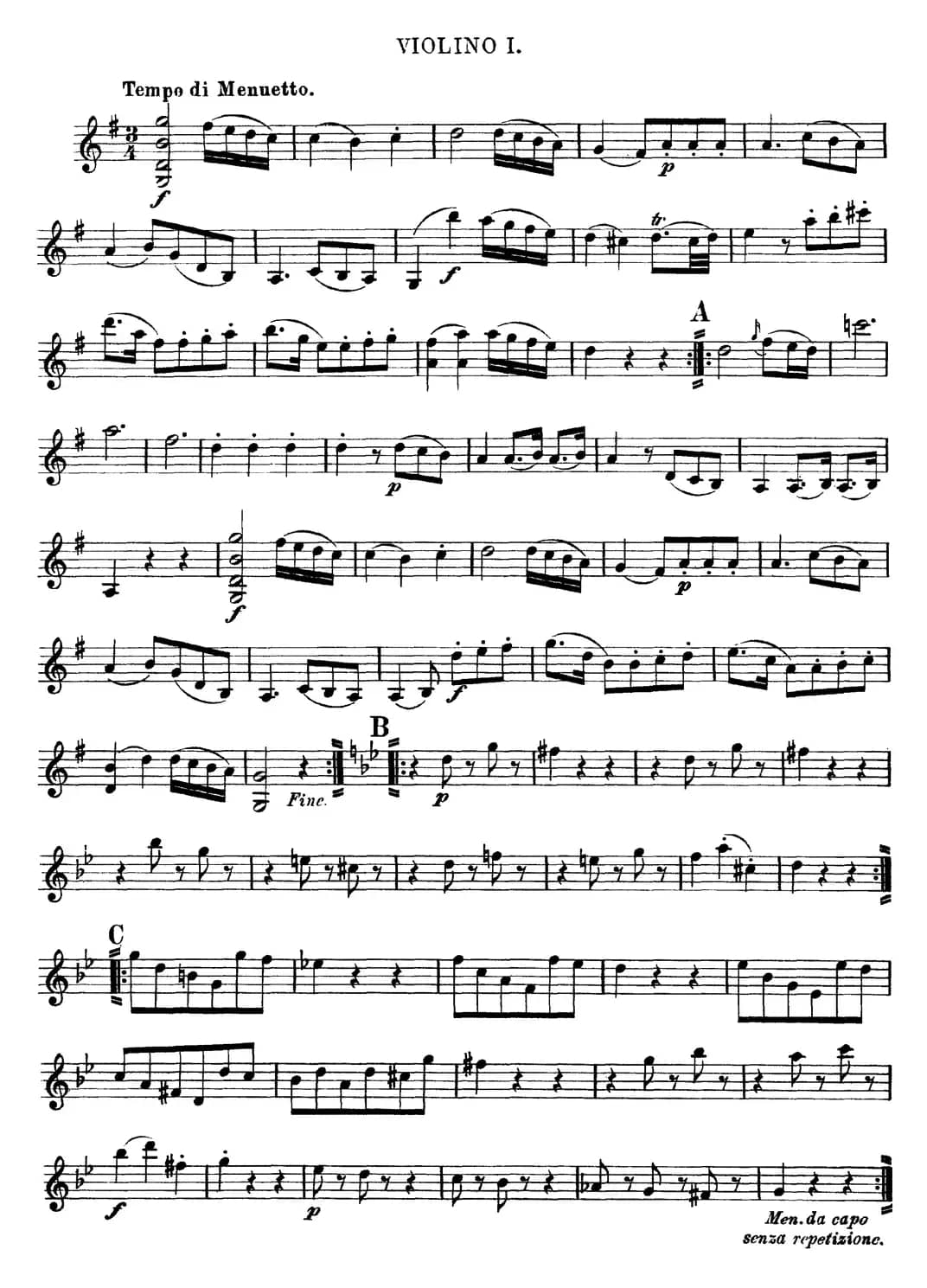 Mozart《Quartet No.3 in G Major,K.156》（Violin 1分谱）