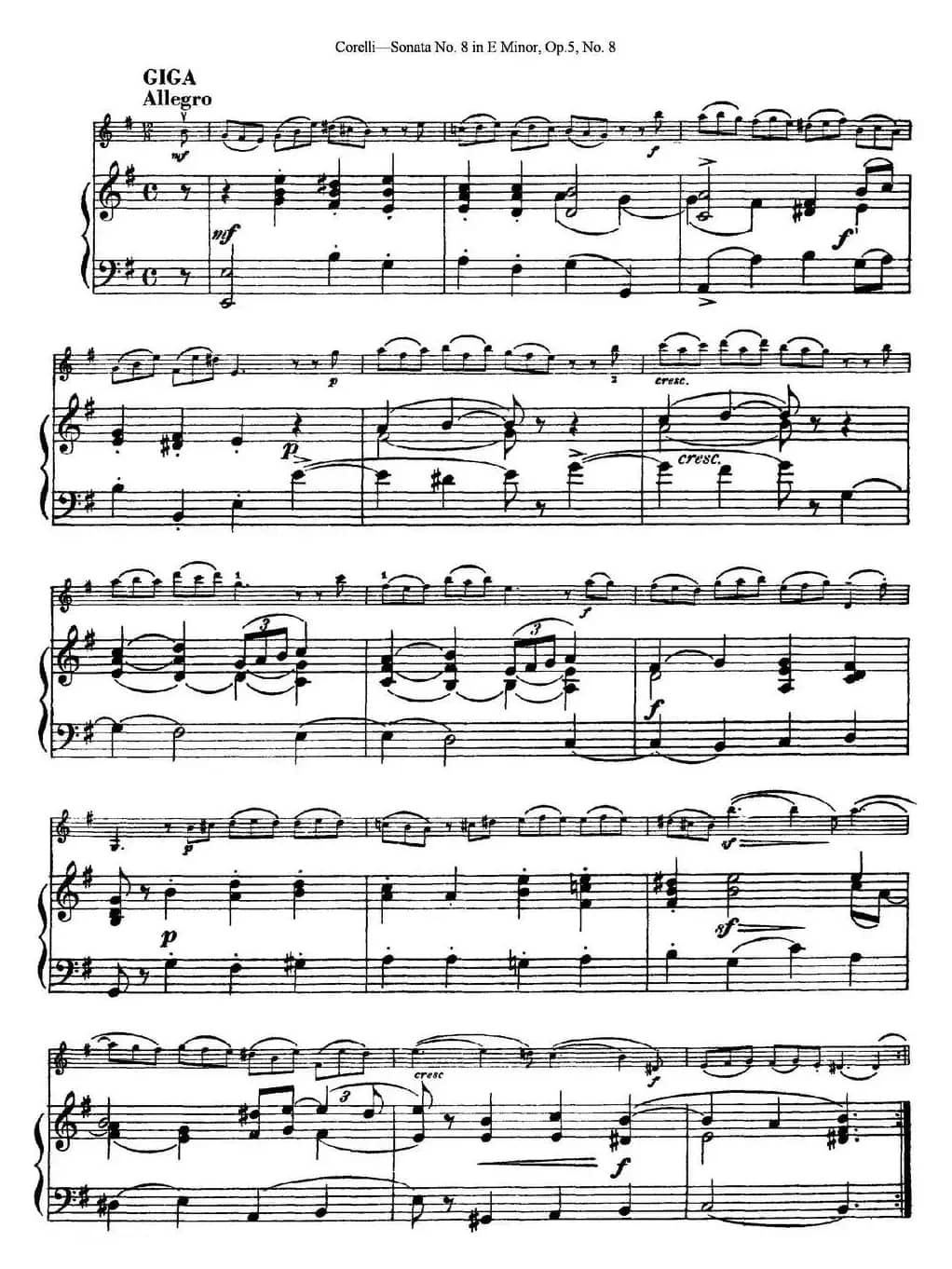 Sonata No.8 in E Minor Op.5 No.8（小提琴+钢琴伴奏）