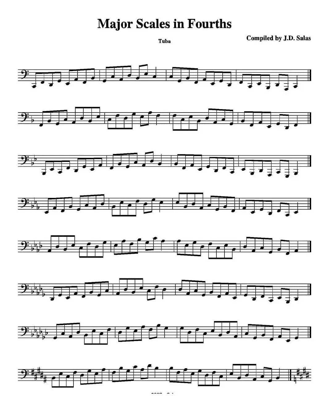 Major Scales in 4ths - Tuba（大号练习教材选曲）