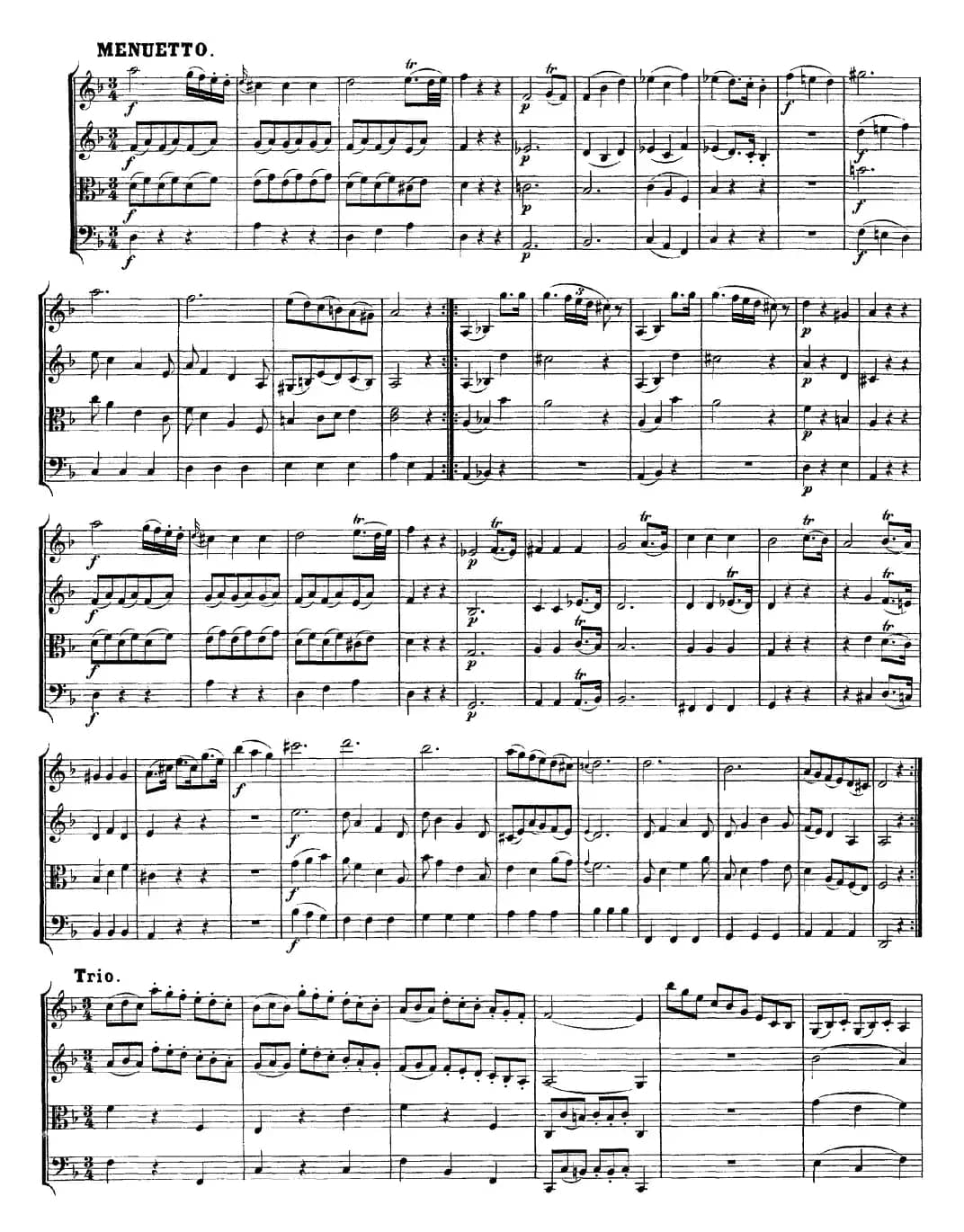 Mozart《Quartet No.13 in D Minor,K.173》（总谱）