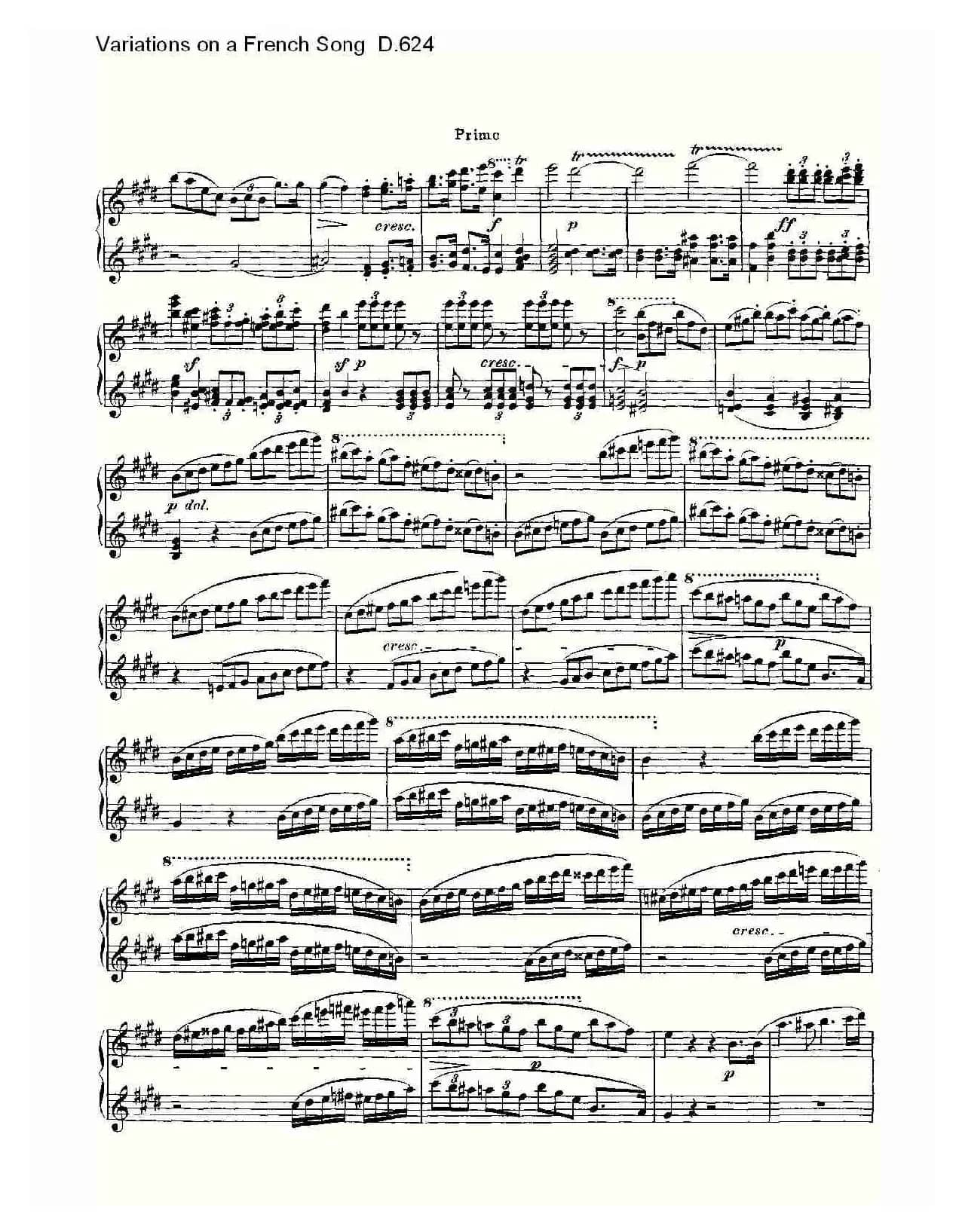 Variations on a French Song D.624（法国歌曲变鸣曲 D.624）