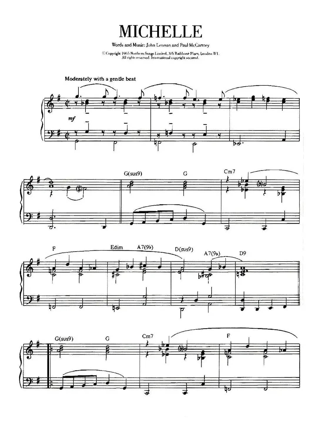 100首欧美流行歌曲钢琴独奏：MICHELLE