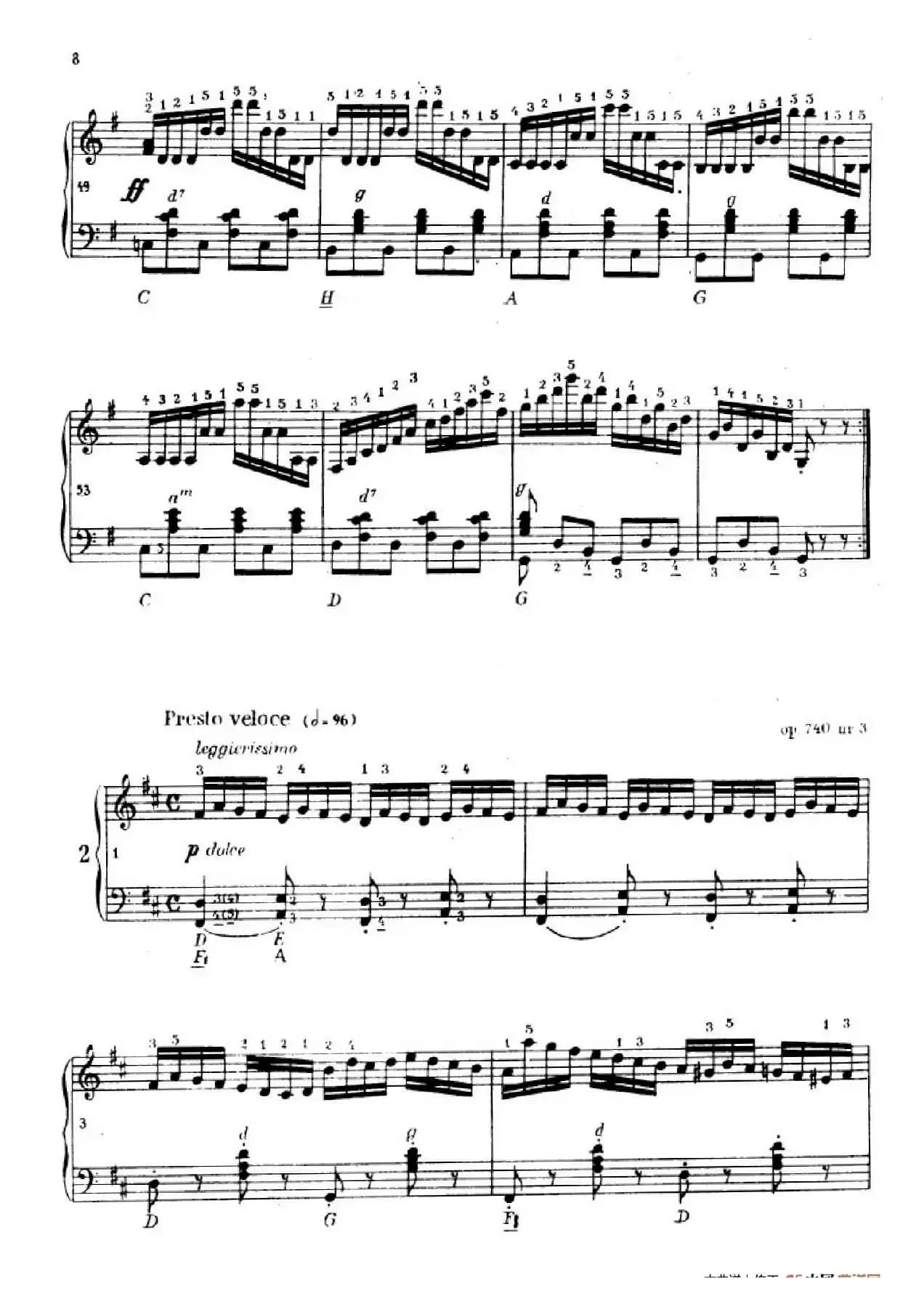 《车尔尼手风琴练习曲集》第Ⅳ册（第1——2首）