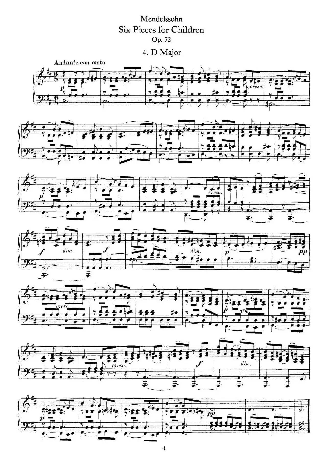 6 Pieces for Children Op.72(6首儿童钢琴曲4.D大调)