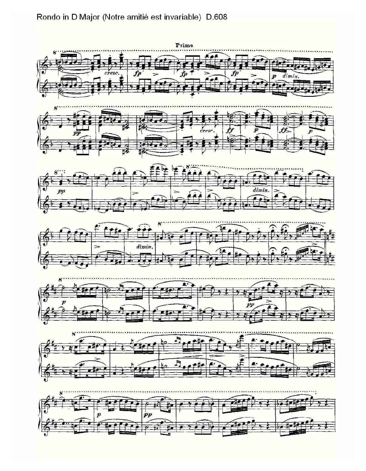 Rondo in D Major（Notre amitié est invariable) D.6）