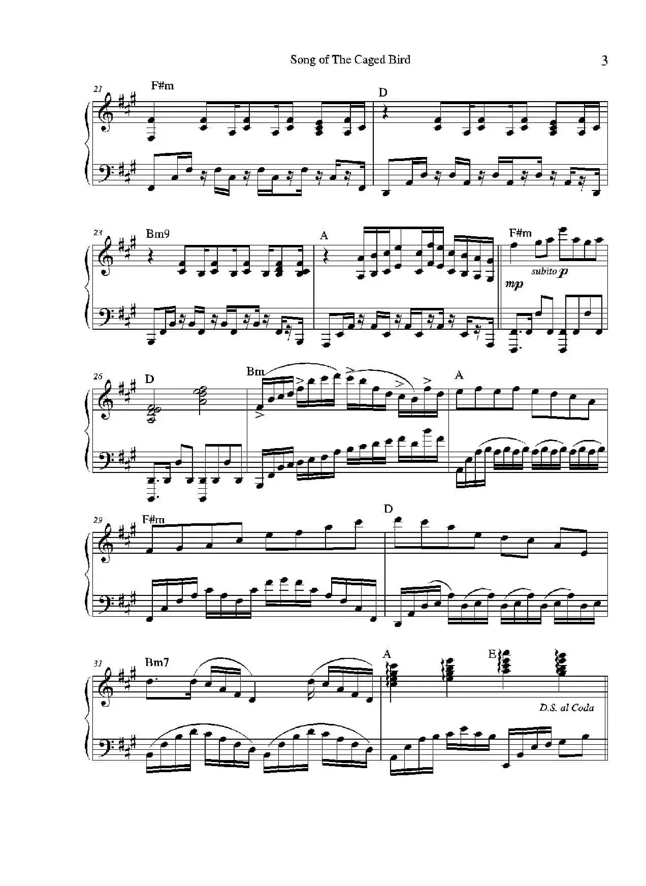 Song of a Caged Bird（小提琴+钢琴伴奏）