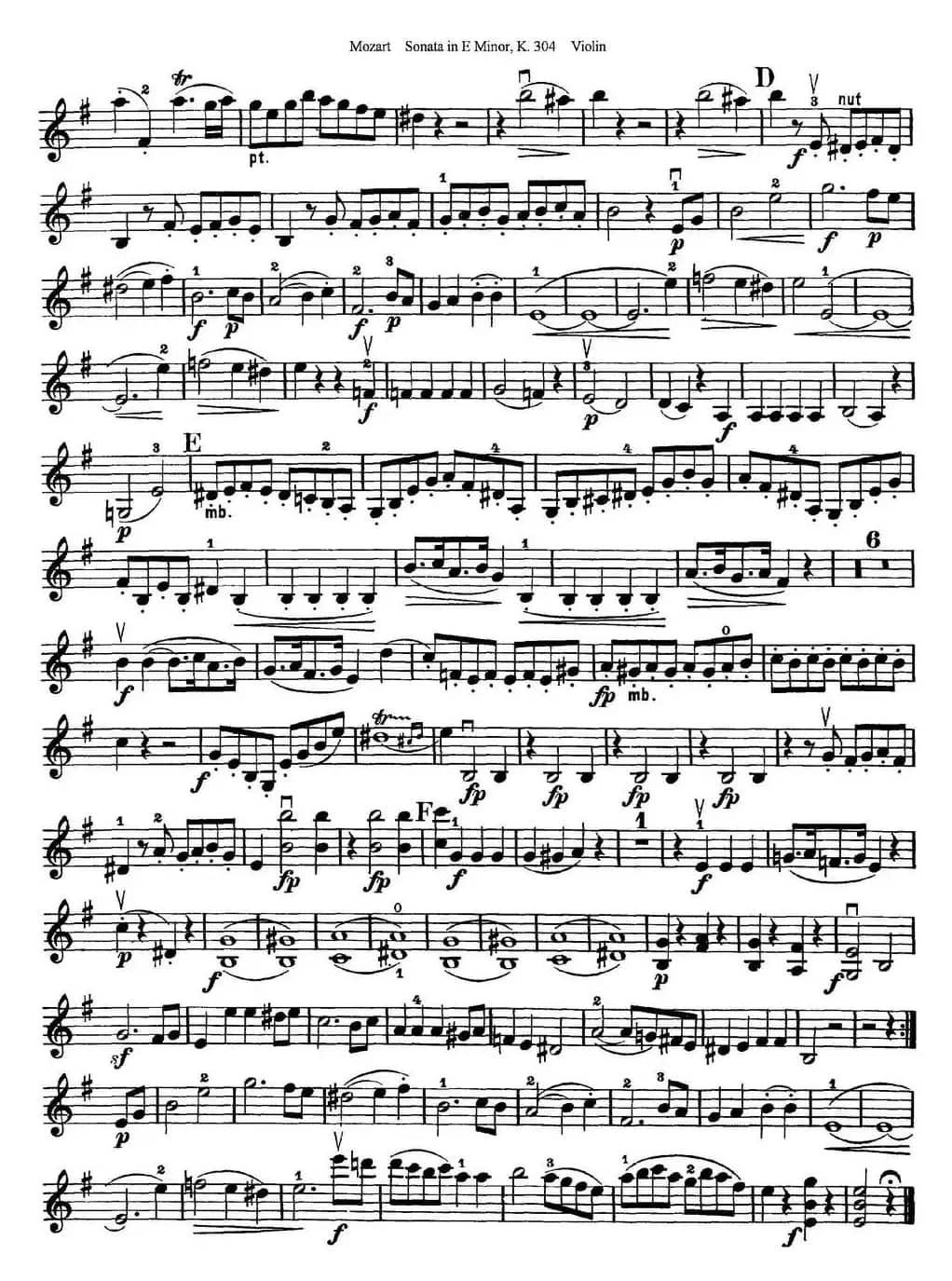 Violin Sonata in E Minor K.304