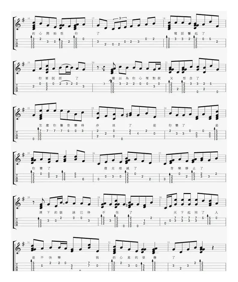 我真的受伤了（尤克里里弹唱谱）