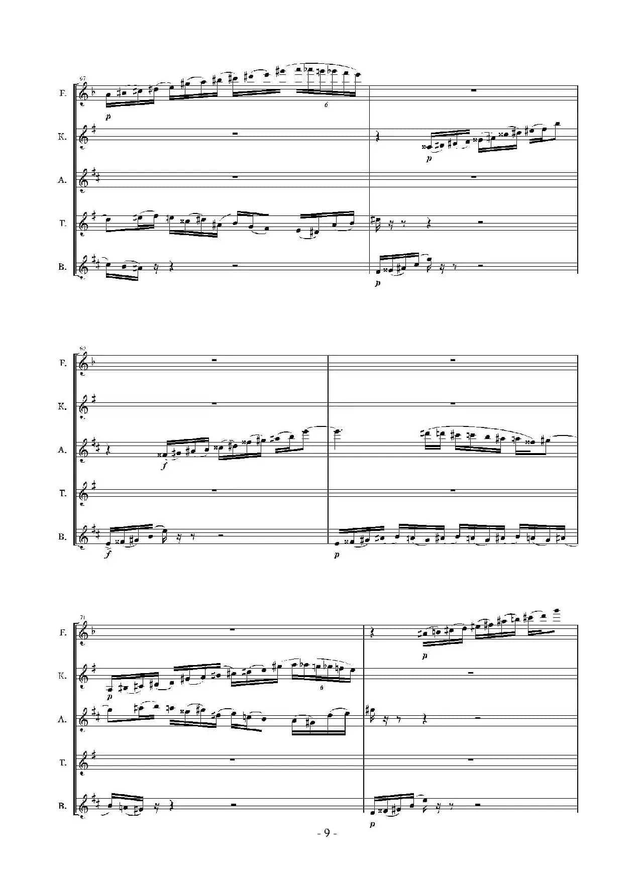 Landschaft mit Feldwege（木管五重奏、总谱）