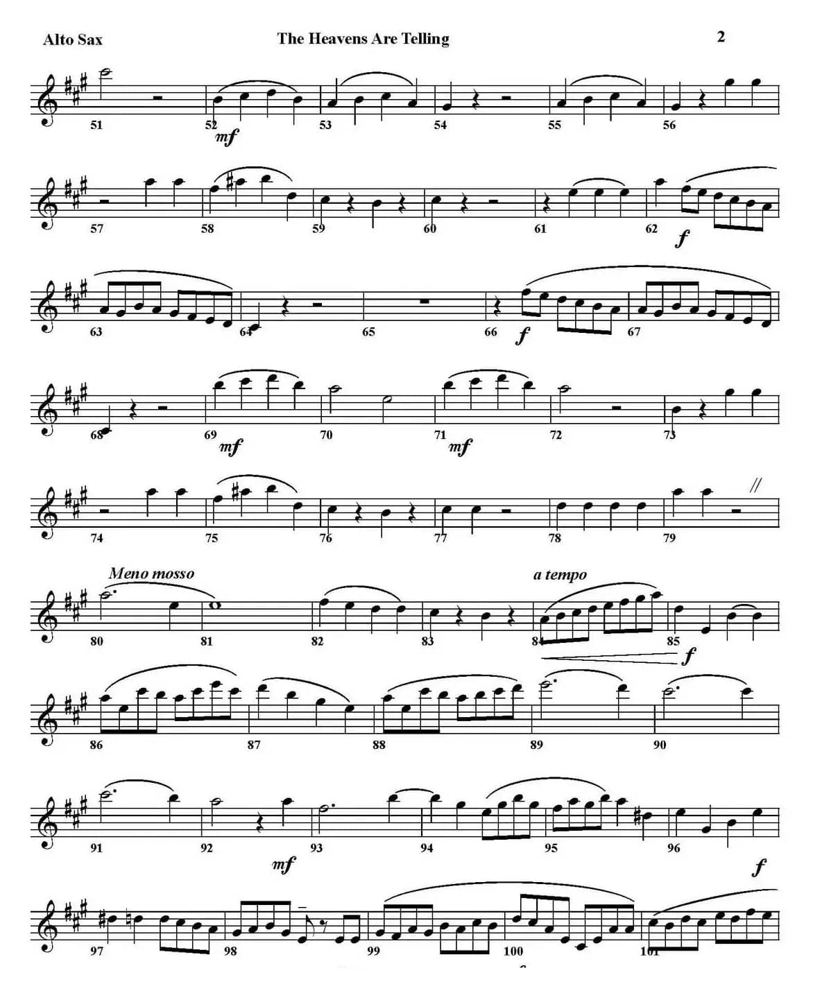 THE HEAVENS ARE TELLING（四重奏·中音萨克斯分谱）