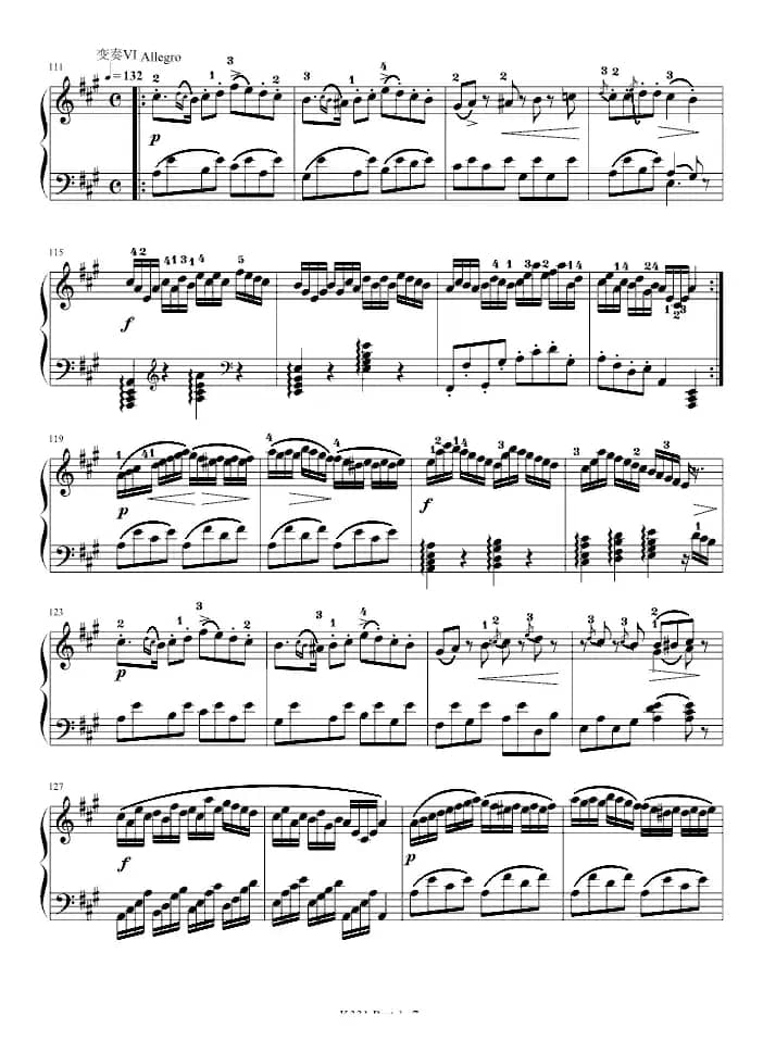 A大调钢琴奏鸣曲 第一乐章（K331 第一乐章）