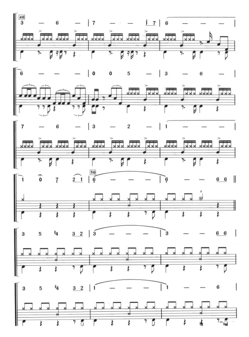 橄榄树（架子鼓、主旋律+鼓谱）