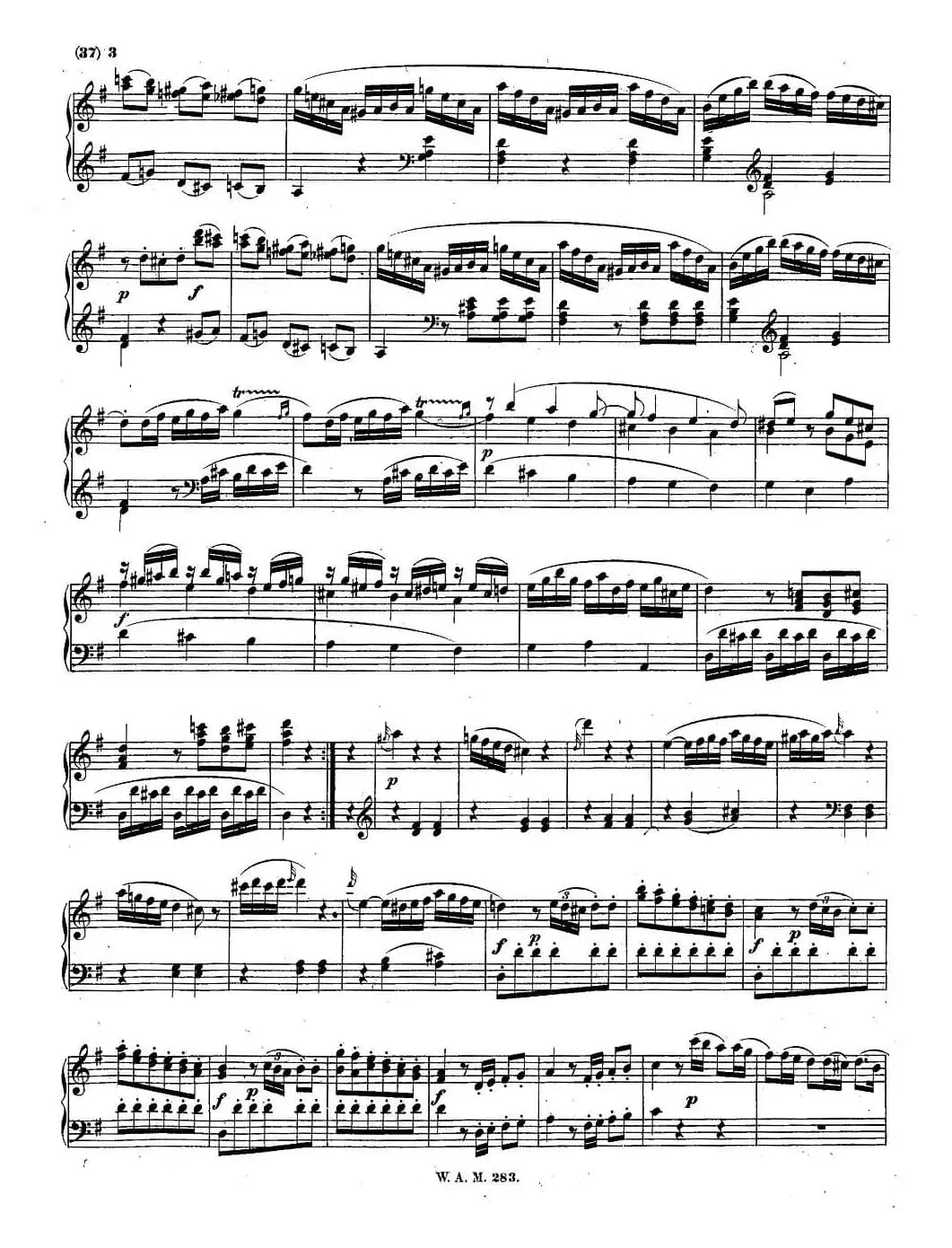 G大调第五钢琴奏鸣曲 KV.283 