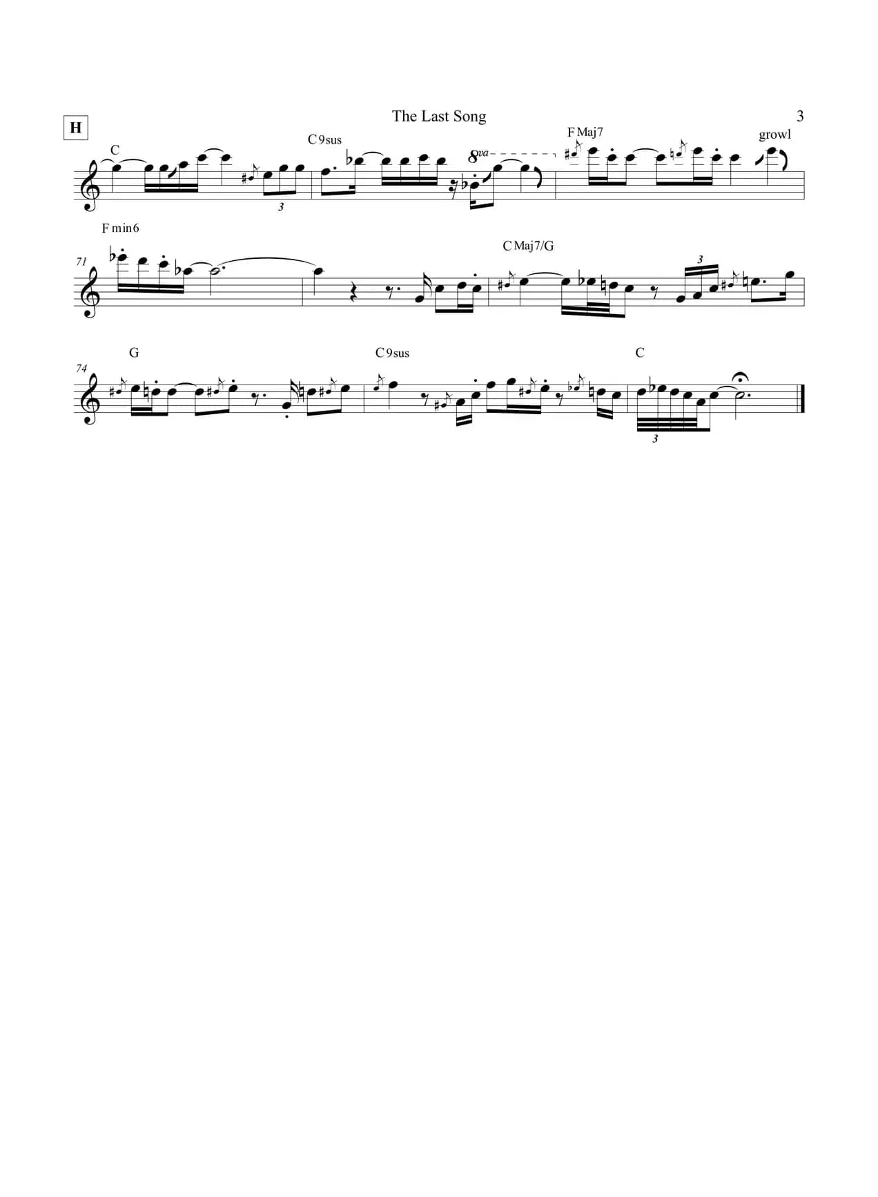 The Last Song（次中音萨克斯/高音萨克斯）