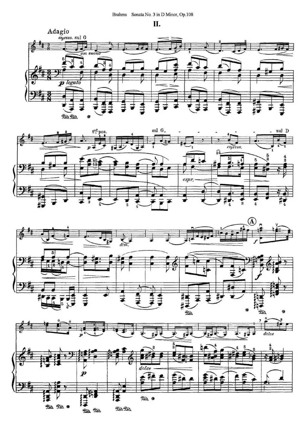 Violin Sonata No.3 in D Minor Op.108（小提琴+钢琴伴奏）