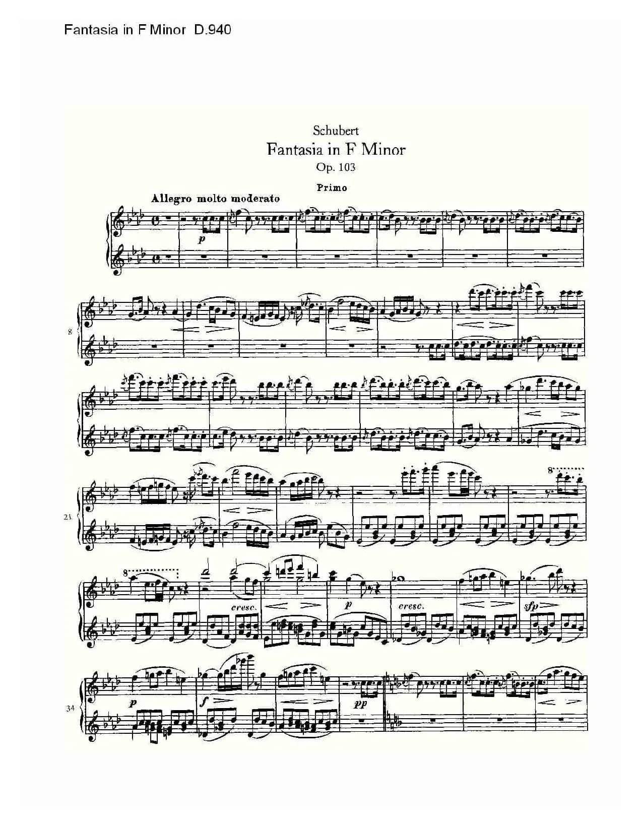 Fantasia in F Minor D.940（F小调幻想曲D.940）