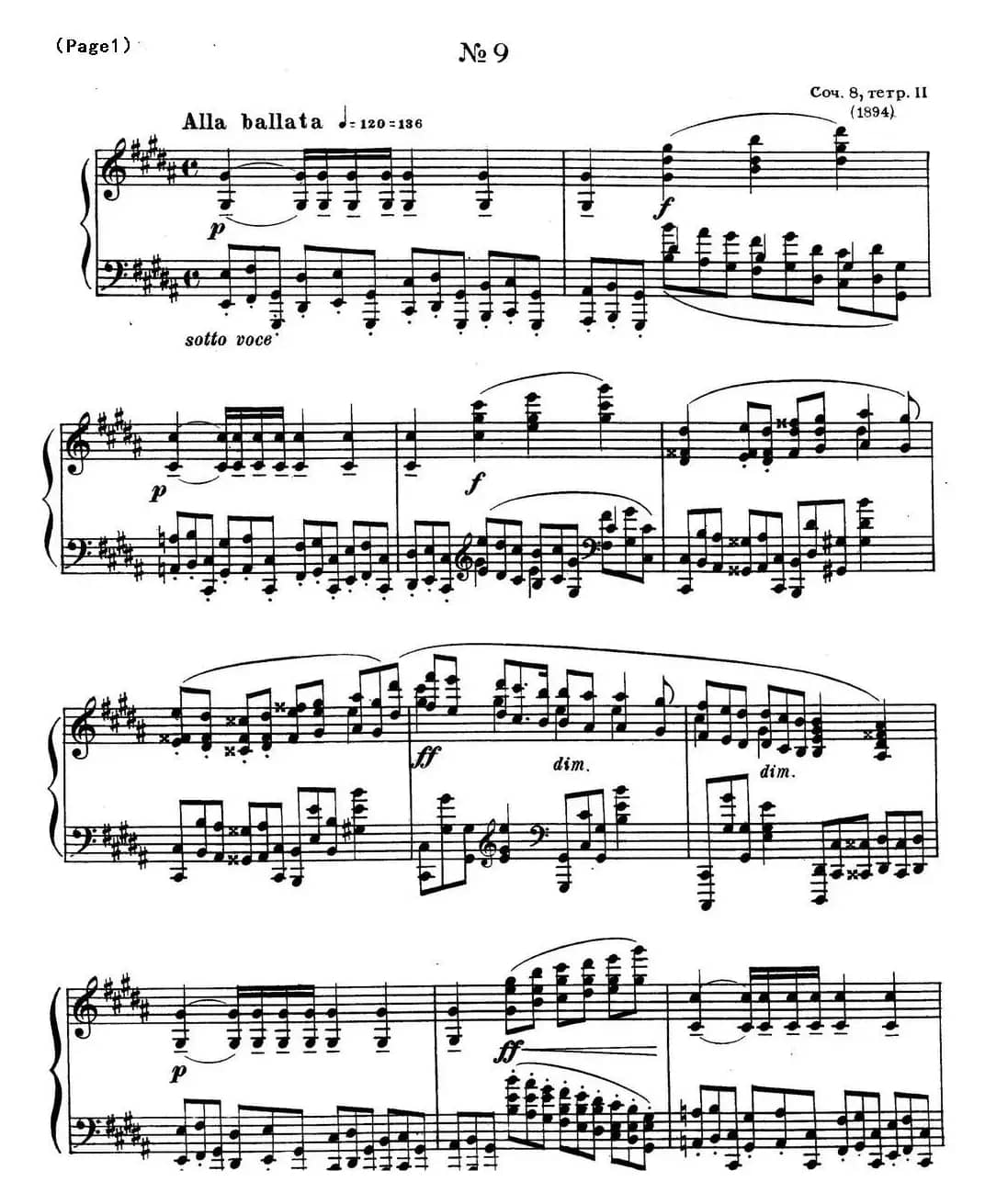 斯克里亚宾12首钢琴练习曲 Op8(No.9 Alexander Scriabin Etudes)