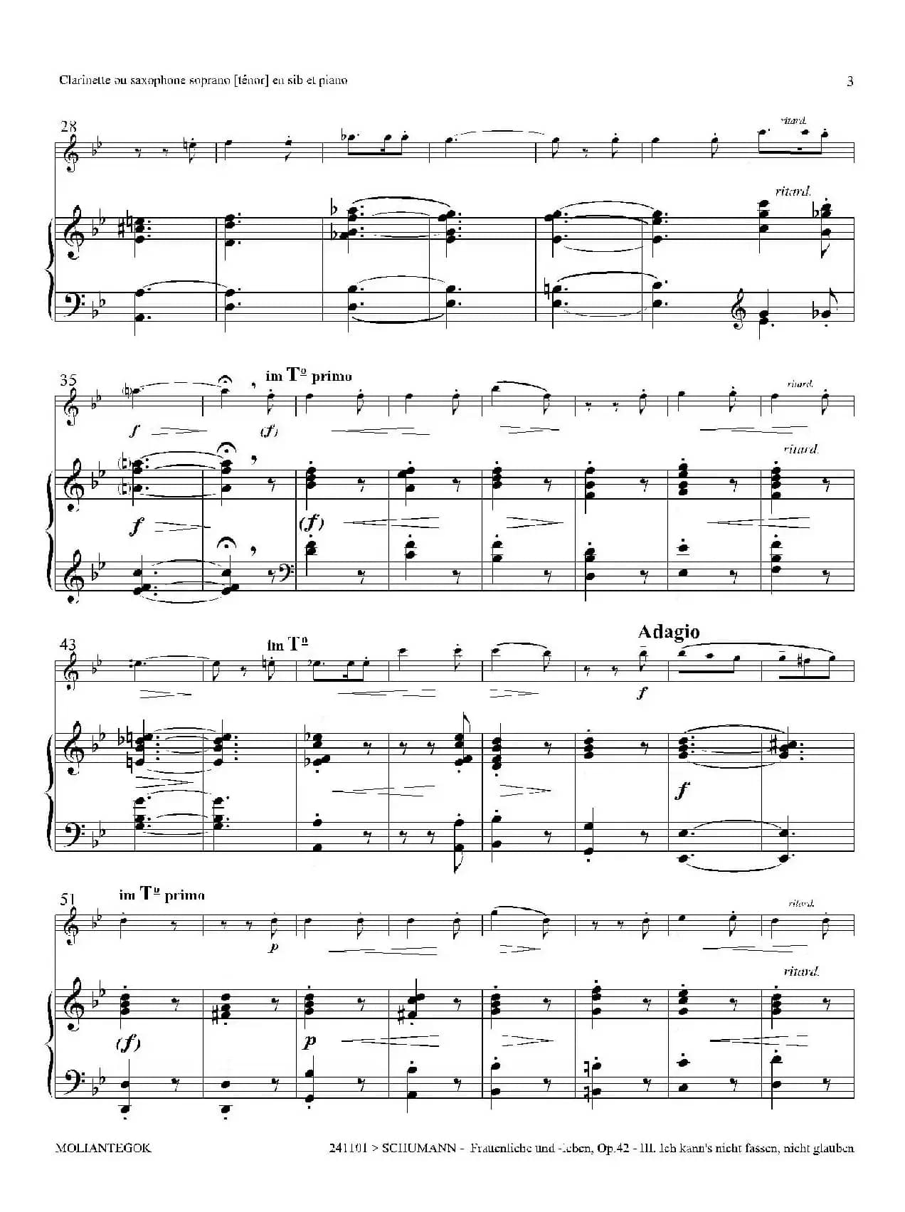 妇女的爱情与生活 Op42·Ⅲ（高音萨克斯+钢琴伴奏）