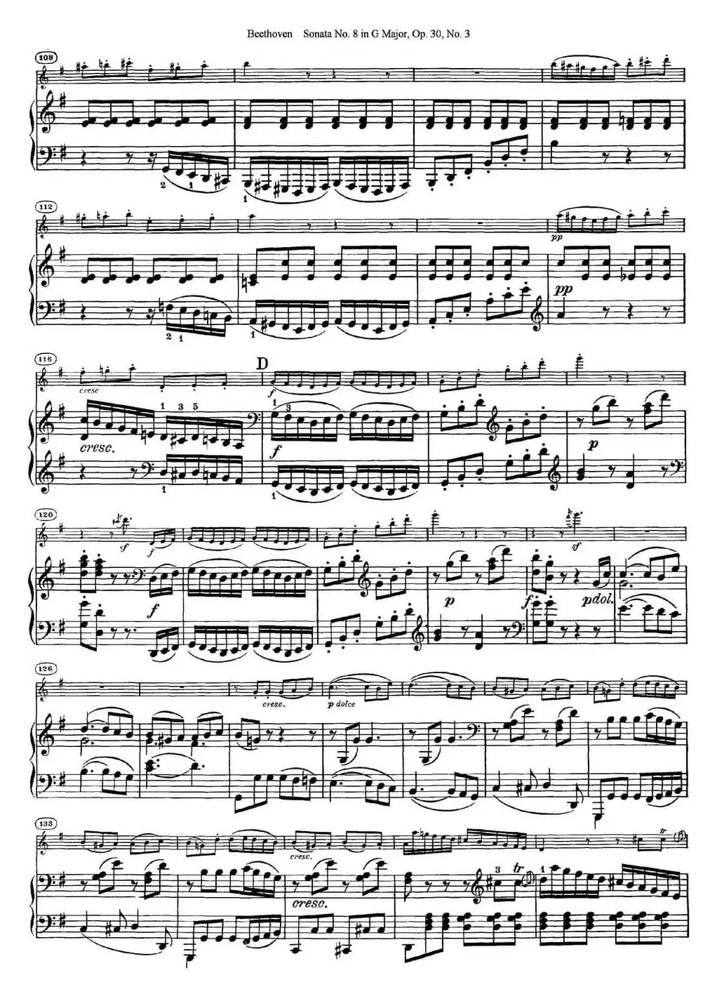 Violin Sonata No.8 in G Major Op.30 No.3（小提琴+钢琴伴奏）