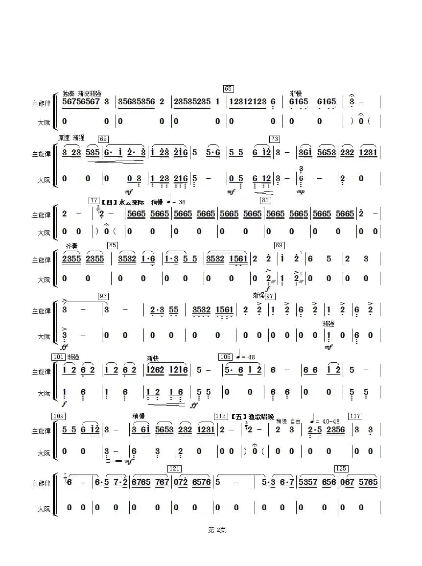 春江花月夜（主旋律与大阮分谱）
