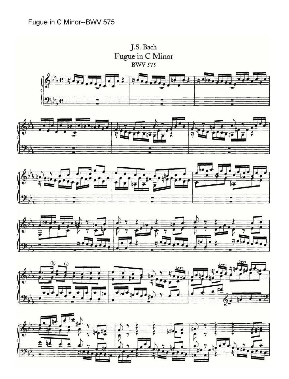 Fugue in C Minor--BWV 575（管风琴谱）