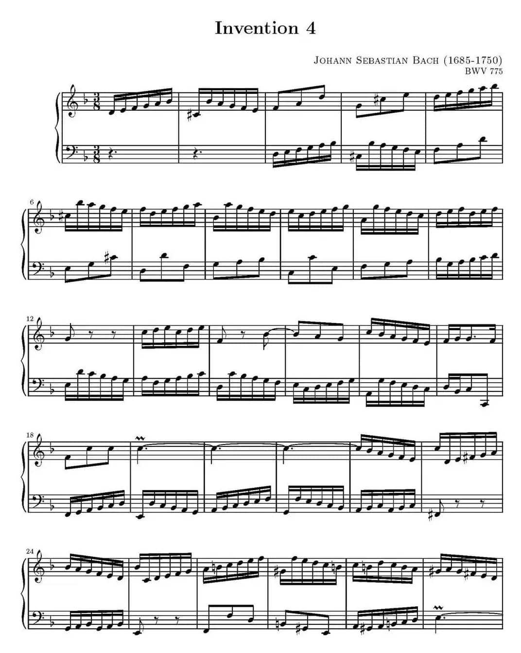 15首巴赫二部创意曲集（NO.4）