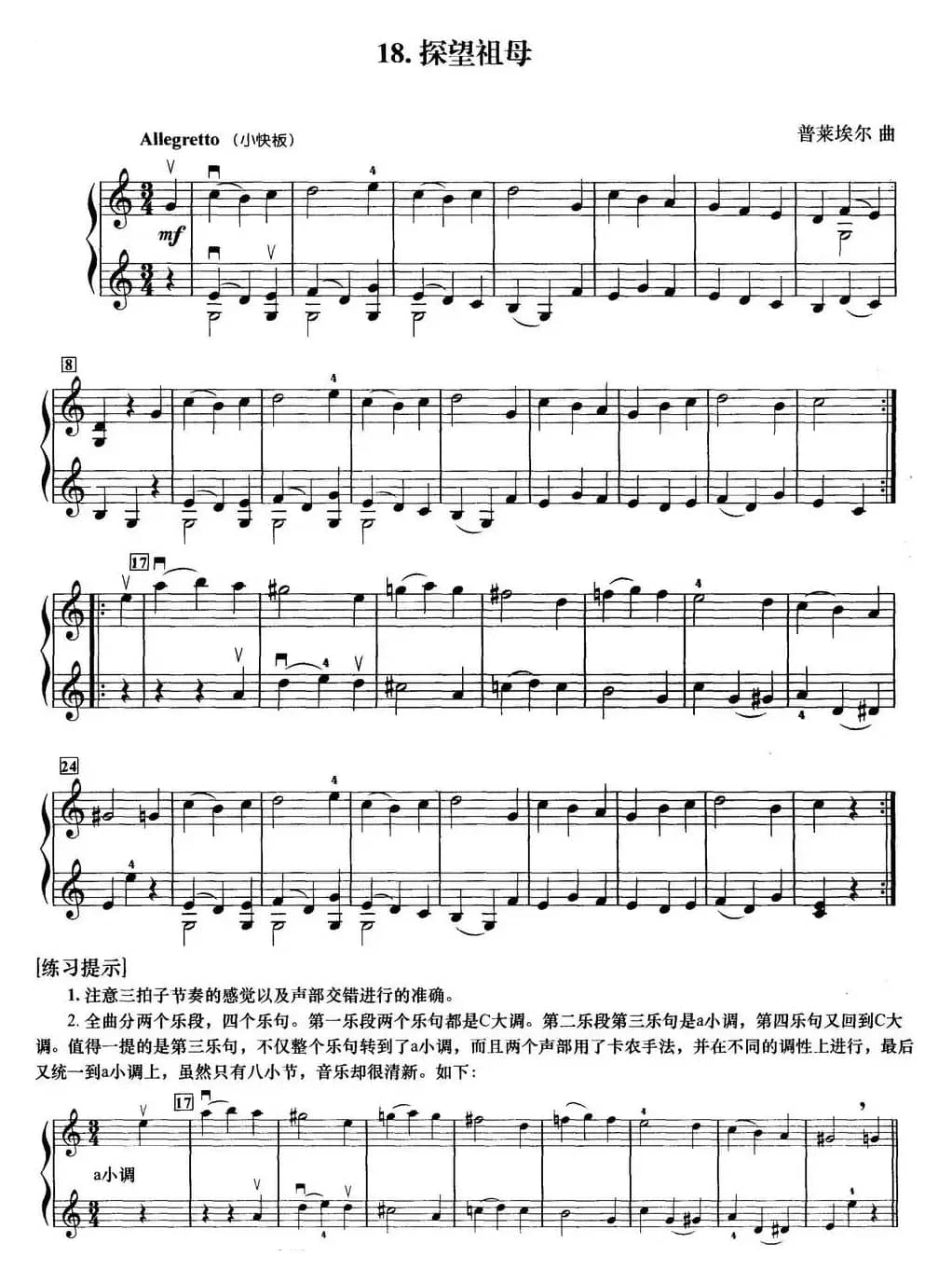 初级小提琴二重奏：探望祖母