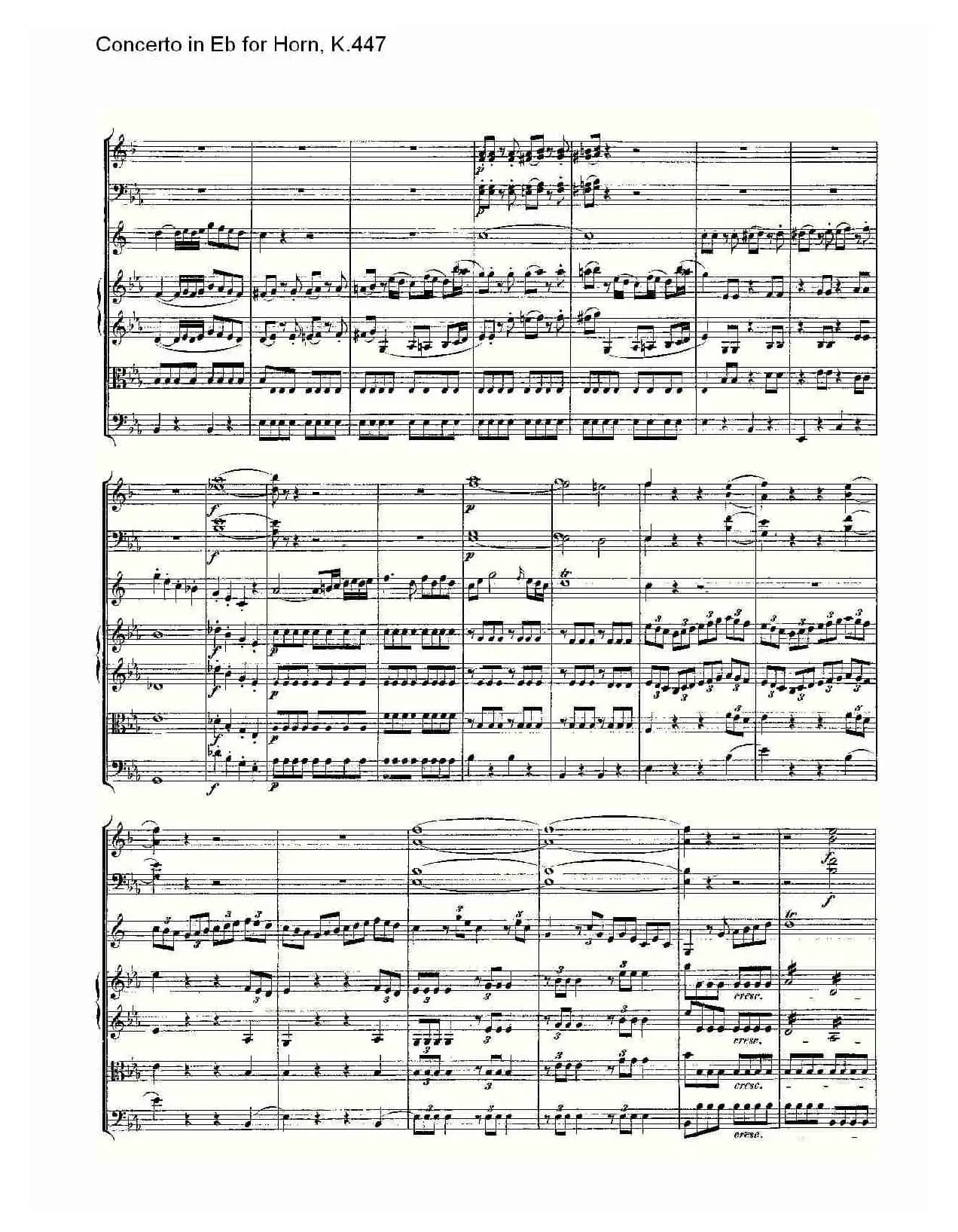 Concerto in Eb for Horn, K.447（Eb调法国号协奏曲, K.447）