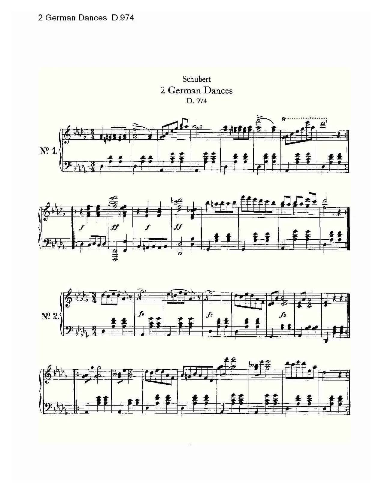 2 German Dances D.974（2德国舞曲 D.974）