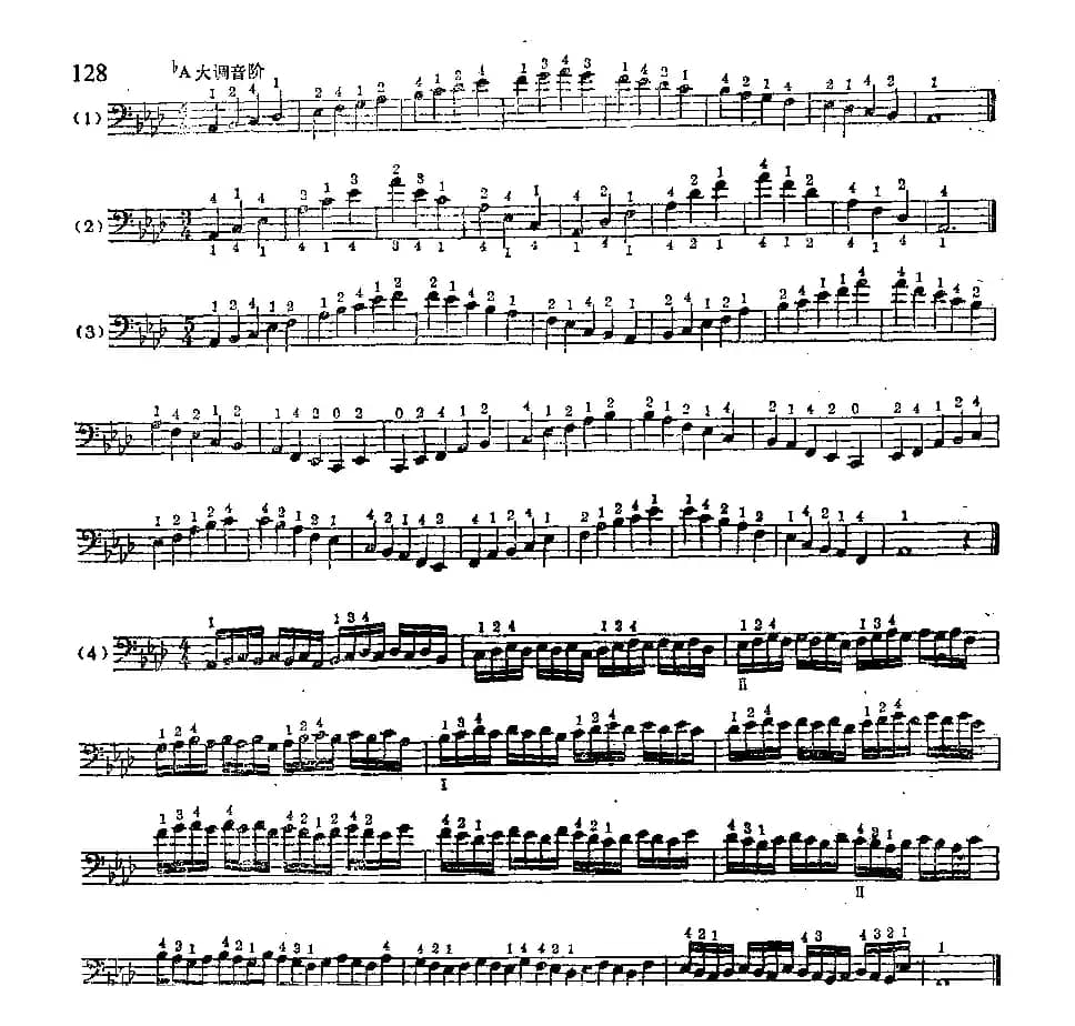 bA大调音阶大提琴练习曲