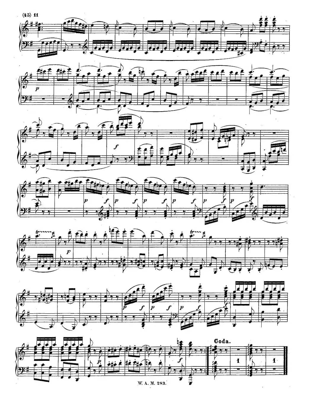 G大调第五钢琴奏鸣曲 KV.283 