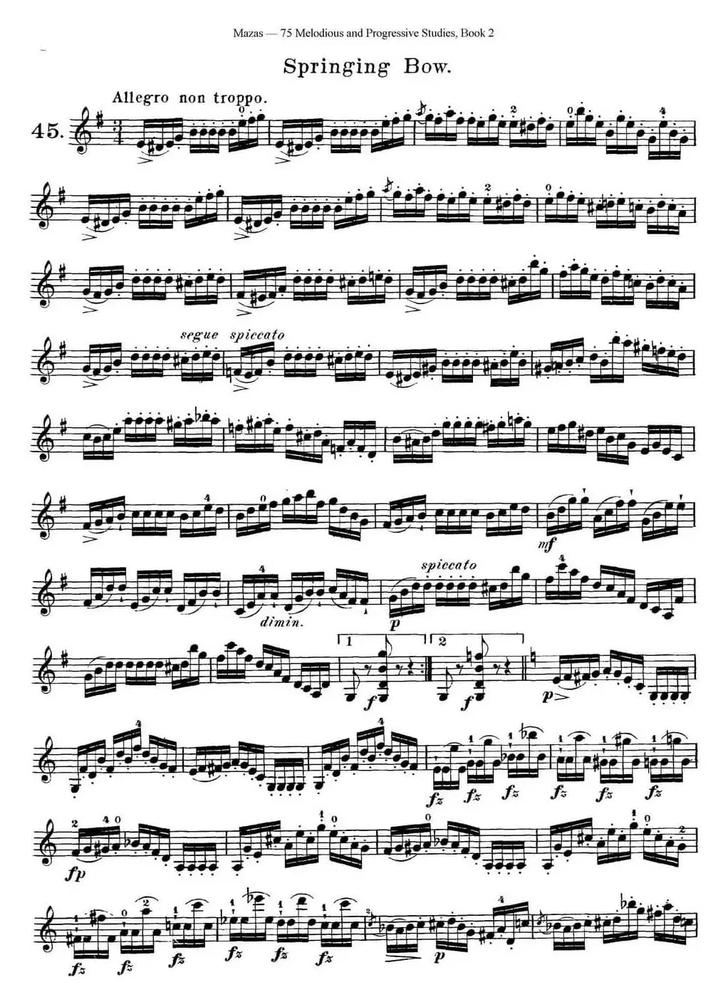 马扎斯小提琴练习曲 Op.36 第二册 华丽练习曲（45）