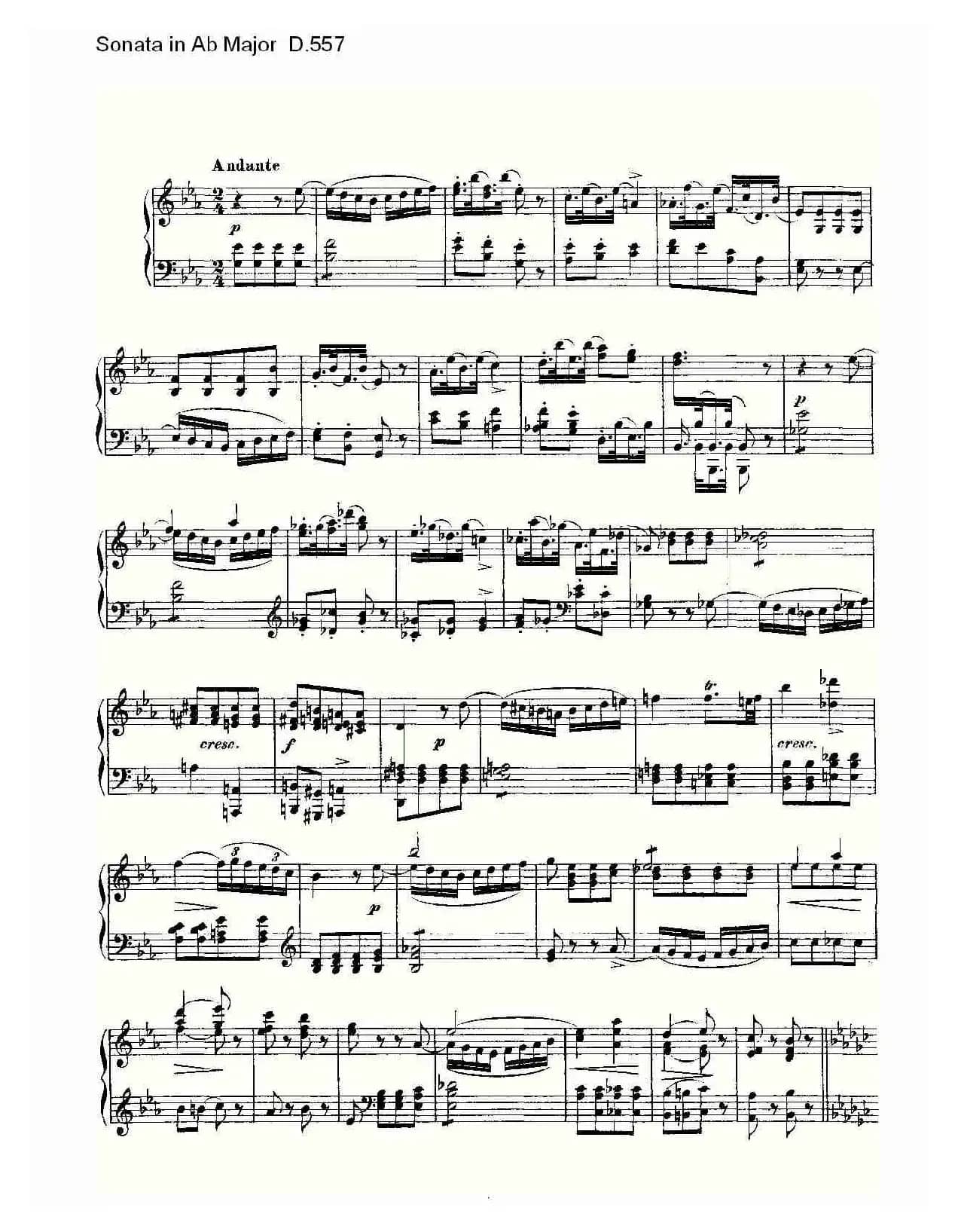 Sonata in Ab Major D.557（Ab大调奏鸣曲 D.557）