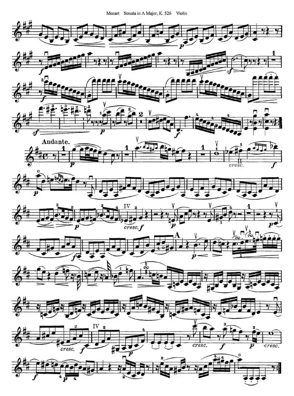 Violin Sonata in A Major K.526