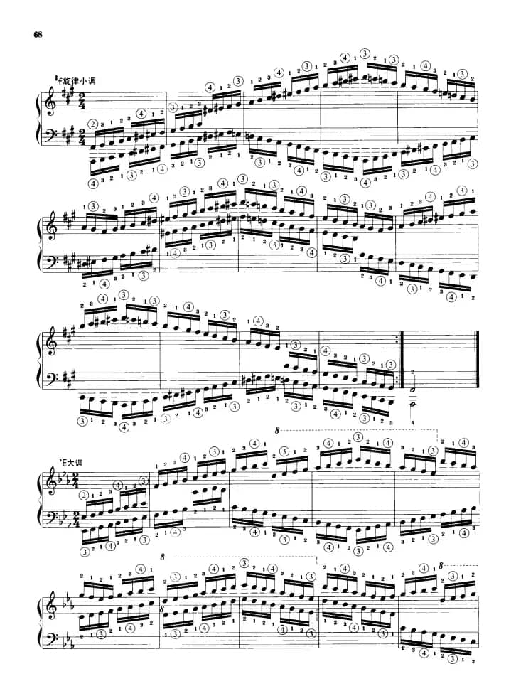 钢琴音阶练习：反向四个八度