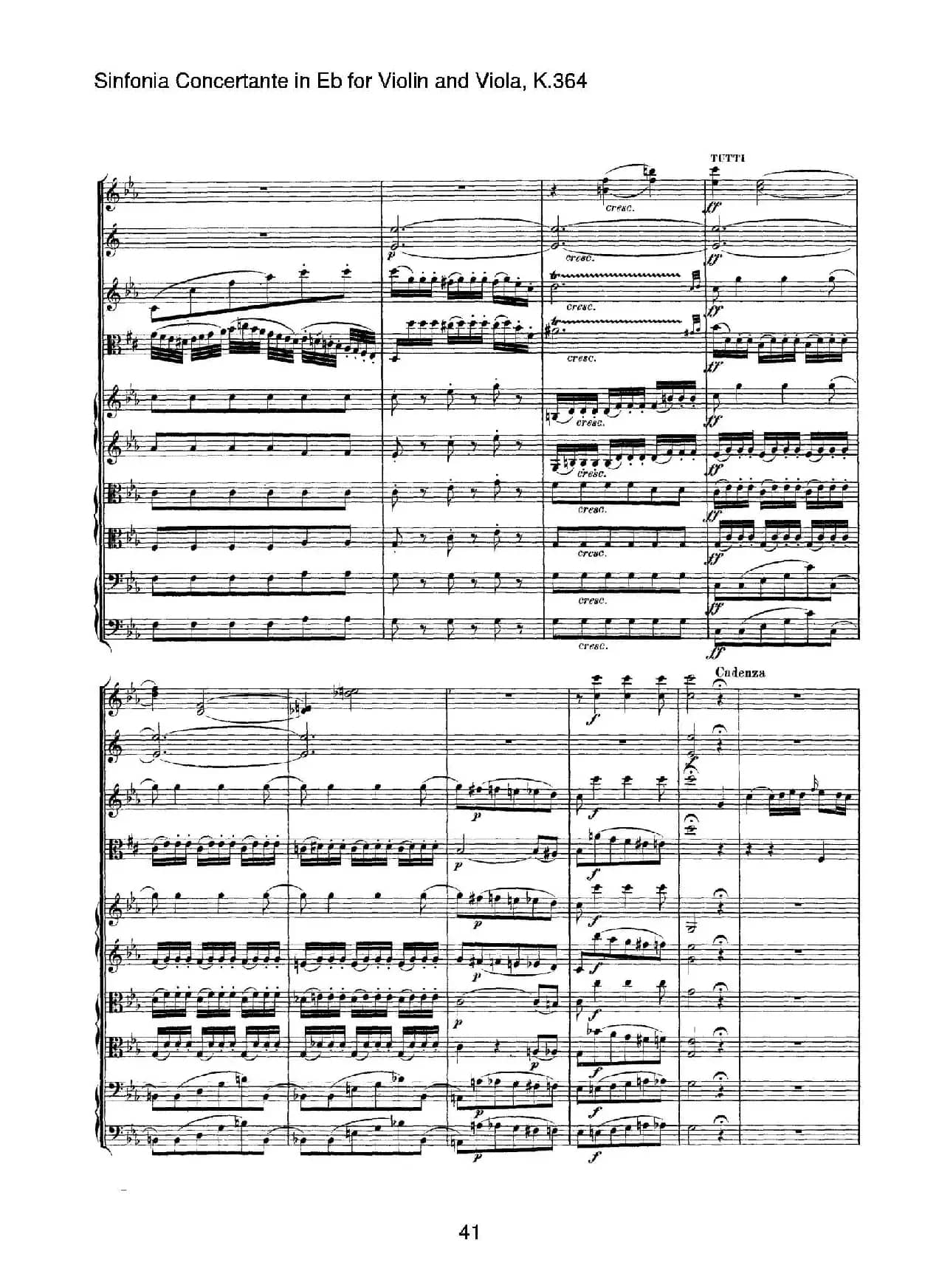 降E大调交响协奏曲（《Sinfonia Concertante in Eb》for Violin and Viola K.364）