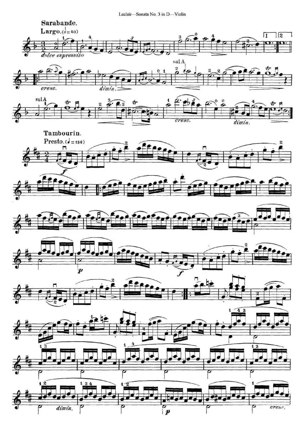 Violin Sonata No.3 In D Major