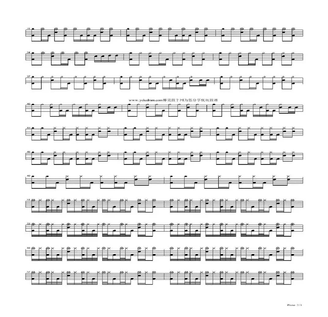 自由的生活（架子鼓谱）