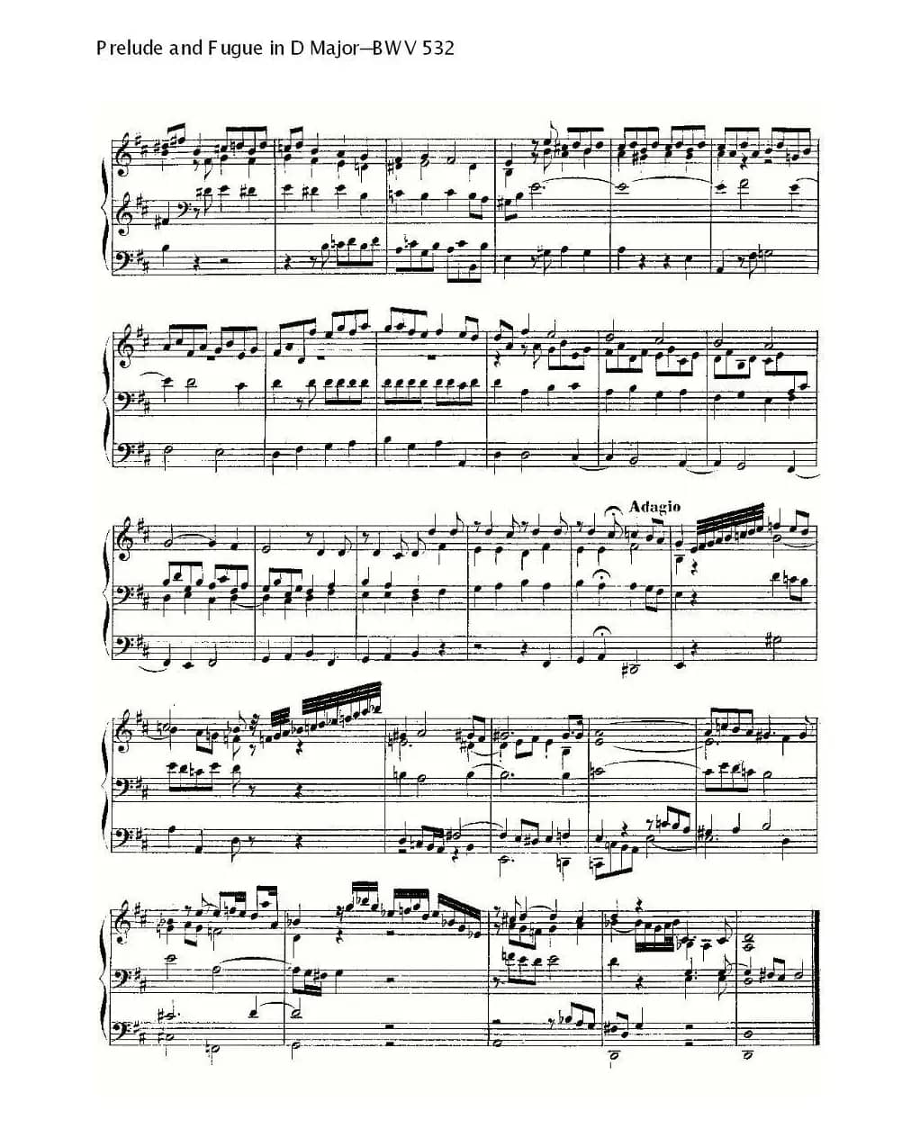 Prelude and Fugue in D Major--BWV 532  （管风琴谱）