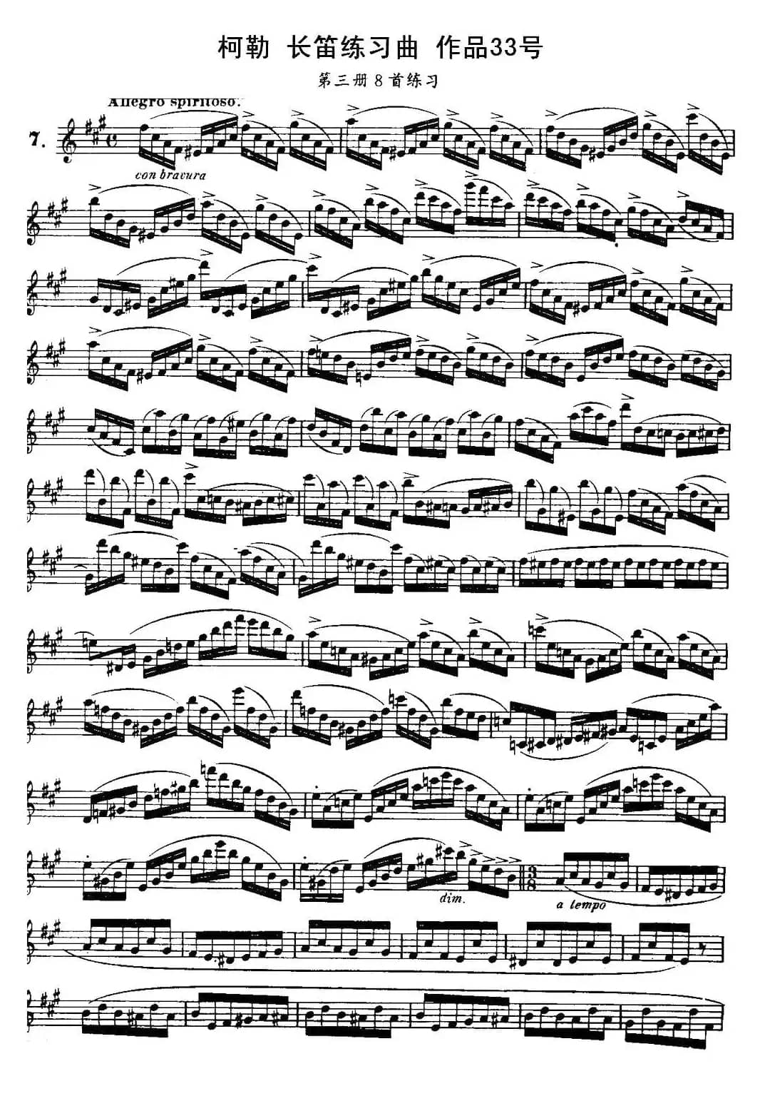 柯勒长笛练习曲作品33号（第三册）（7）