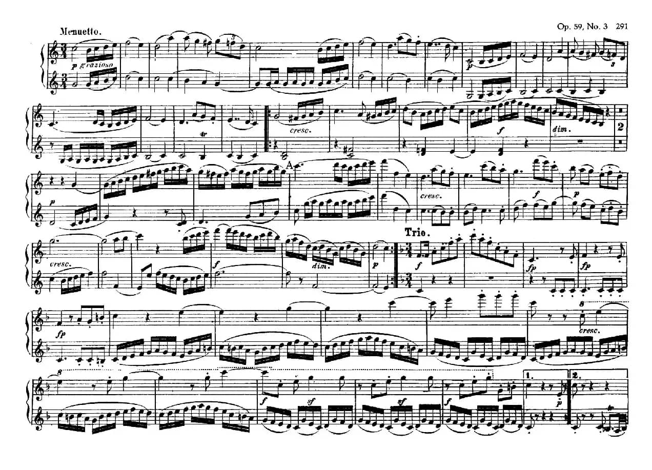 String Quartet No.9 in C Major Op.59-3 - 4 Hands（C大调第九弦乐四重奏·四手联弹）