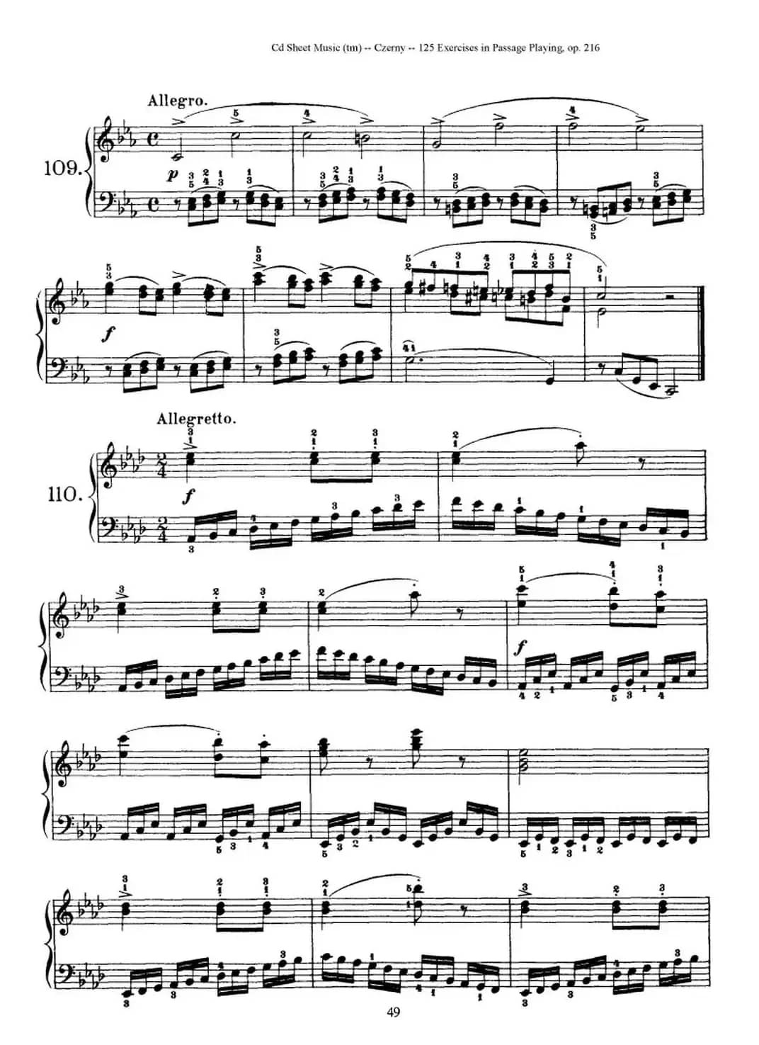 125 Exercises in Passage Playing Op.261（车尔尼125首钢琴短乐句练习曲（95——111））