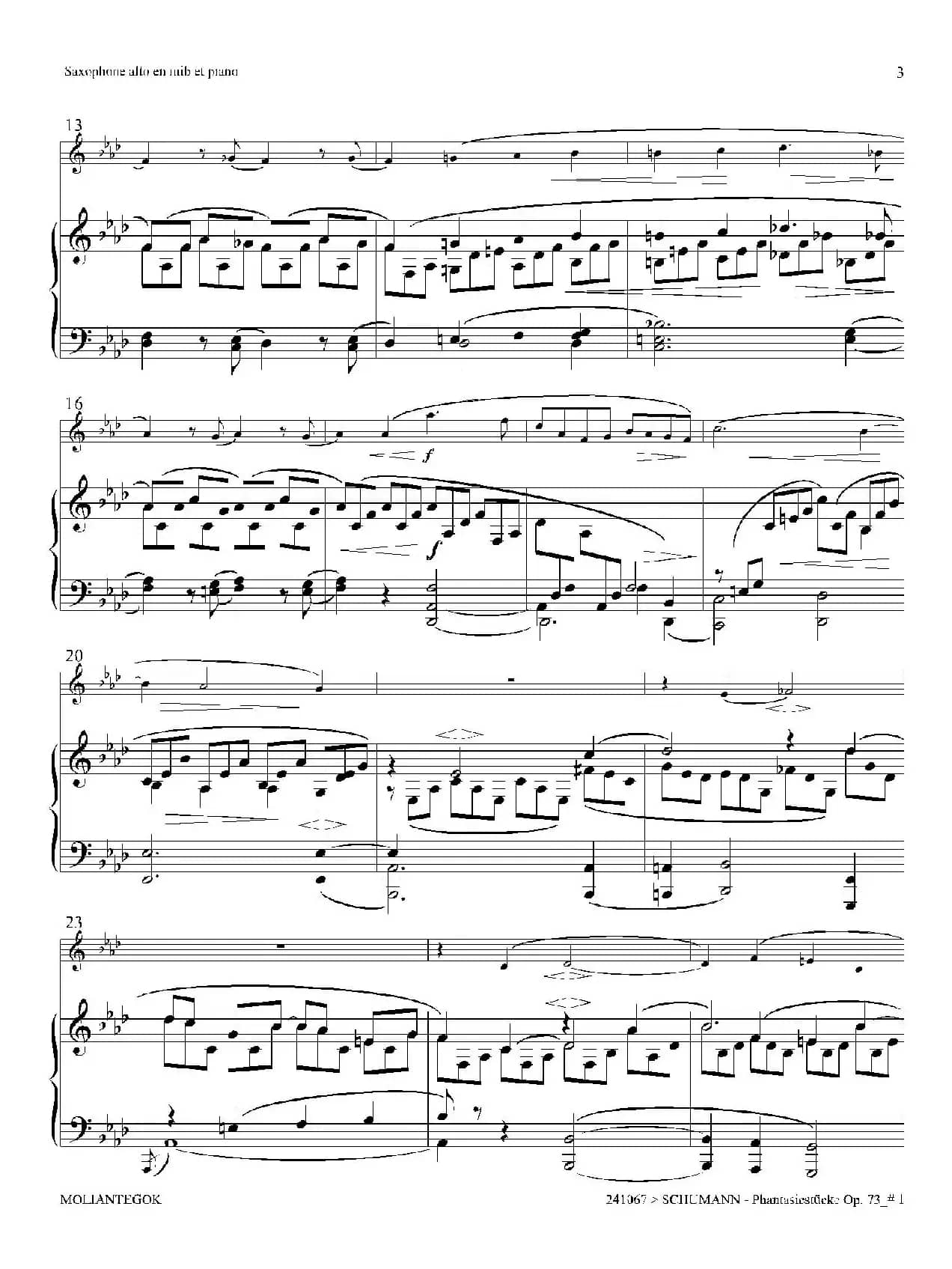 舒曼幻想曲三首 Op73（Ⅰ）（中音萨克斯+钢琴伴奏）